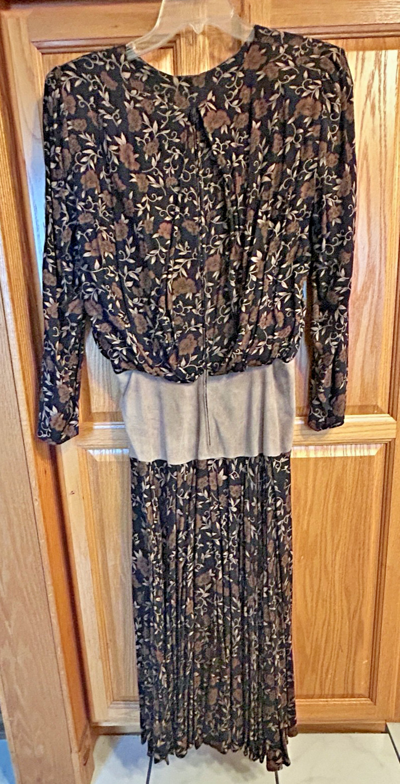 Vintage 80’s Dress „Ronnie Rosado” Genuine Suede Trim Size 10