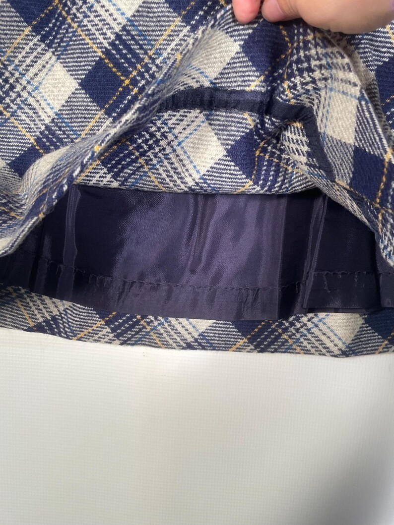Vintage 1970s Wool Plaid Mini Skirt Size 28 Waist