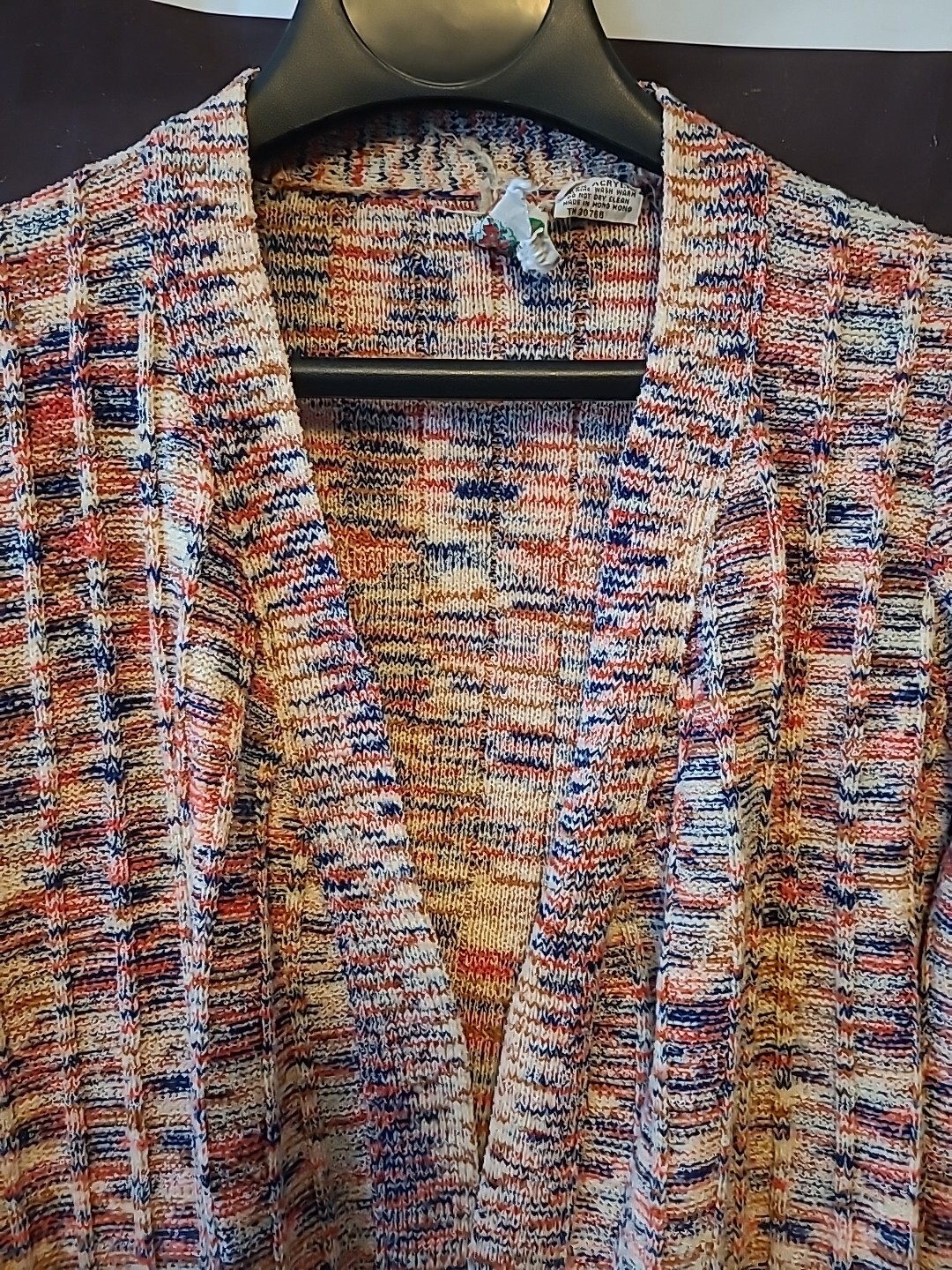 70s Organically Grown Sweater Arpeja Medium Colorful Knit Cardigan Red Blue