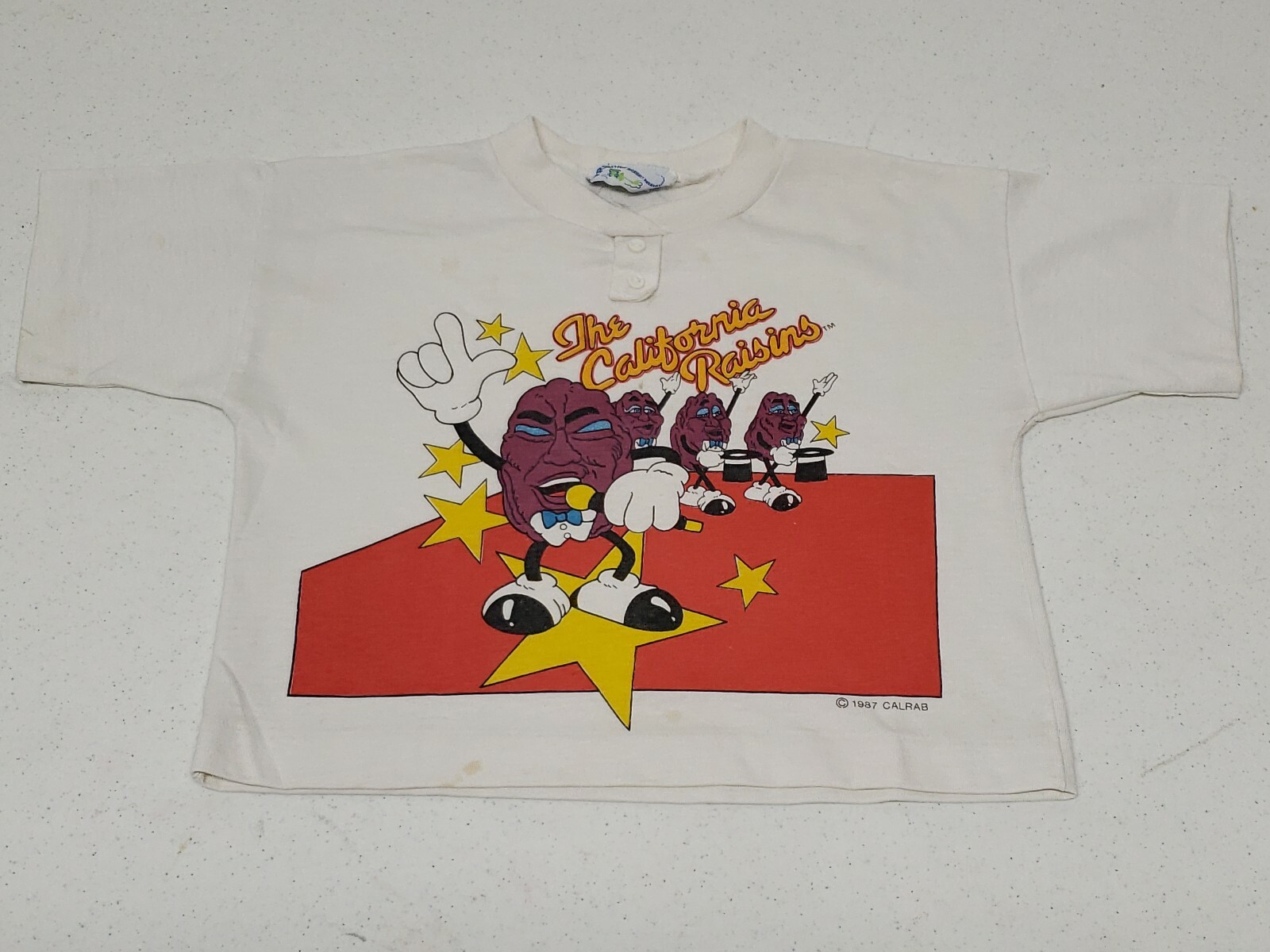 Vintage 1987 California Raisins Single Stitch T-Shirt Factory Crop Top Sz S/M