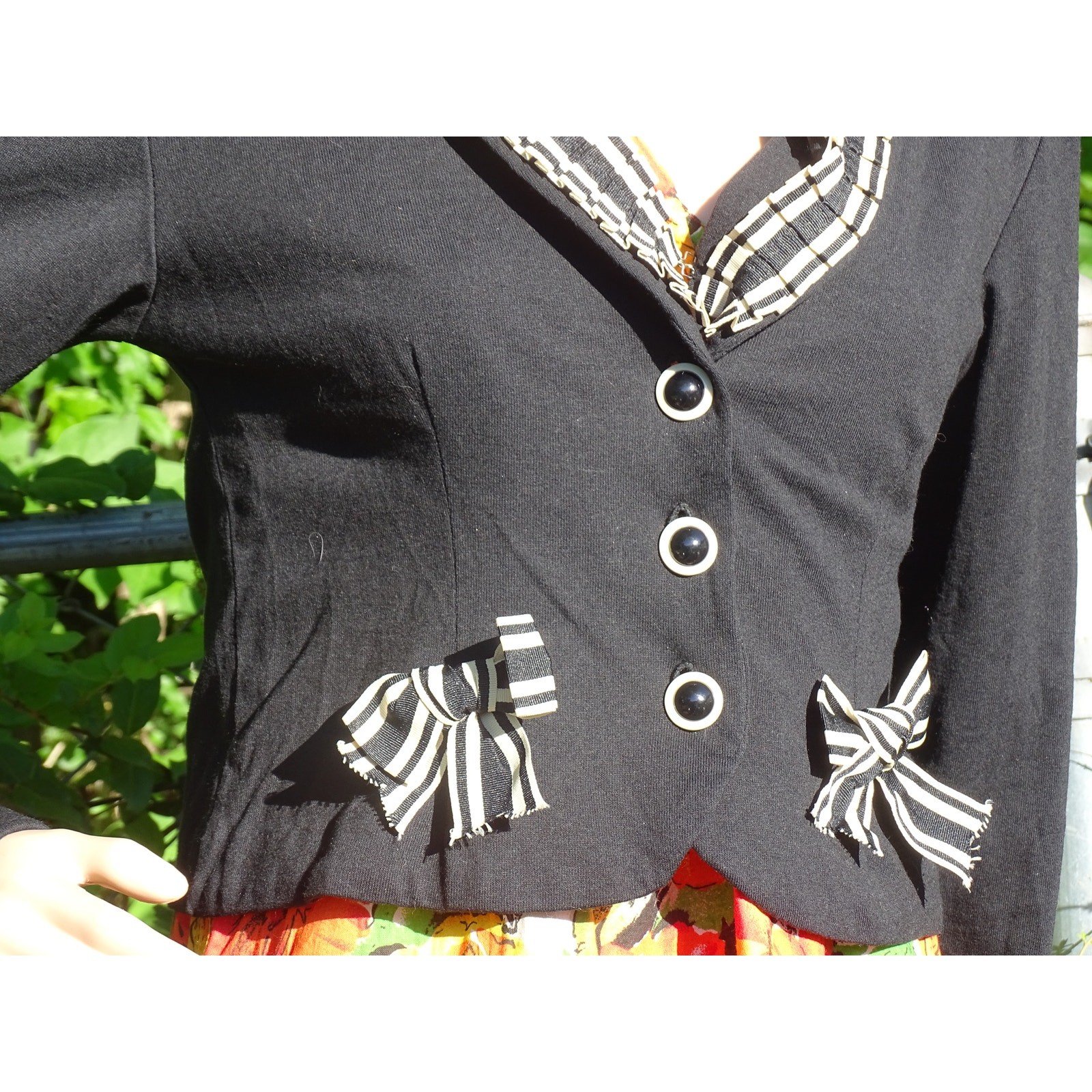 Vtg 90s Studio Works Black Structured Cropped Blazer Jacket Size 10 USA Made