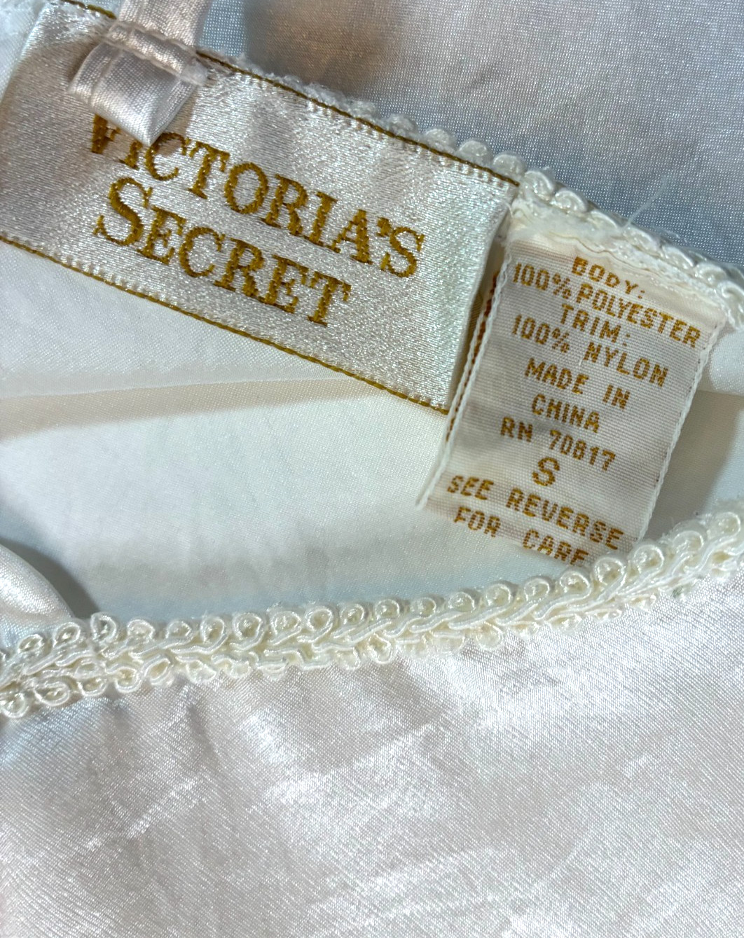 Vintage VICTORIA’s SECRET Ivory LONG NIGHTGOWN Small HALTER BACKLESS Gold Label