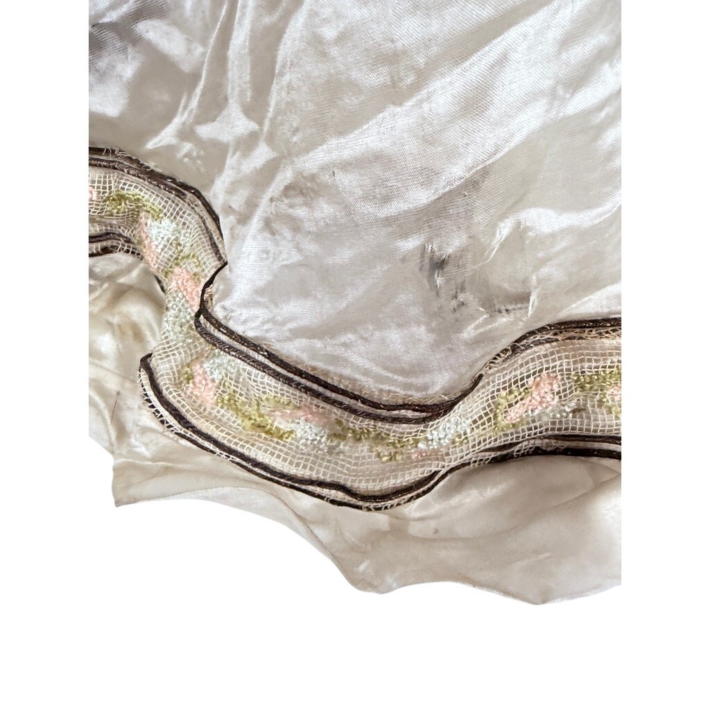 VTG Edwardian Ivory Silk Wedding Gown TLC Shattering Silk Embroidered Trim