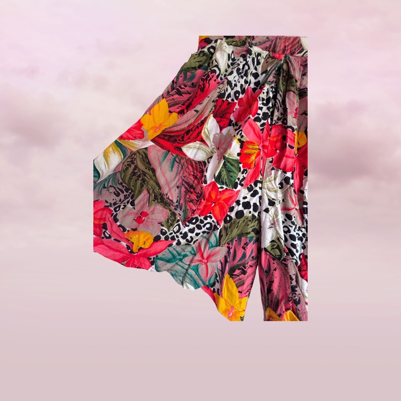 Vintage 80s Ragpage Floral Animal Print Rayon Shirt & Shorts Set Size L AU 12/14