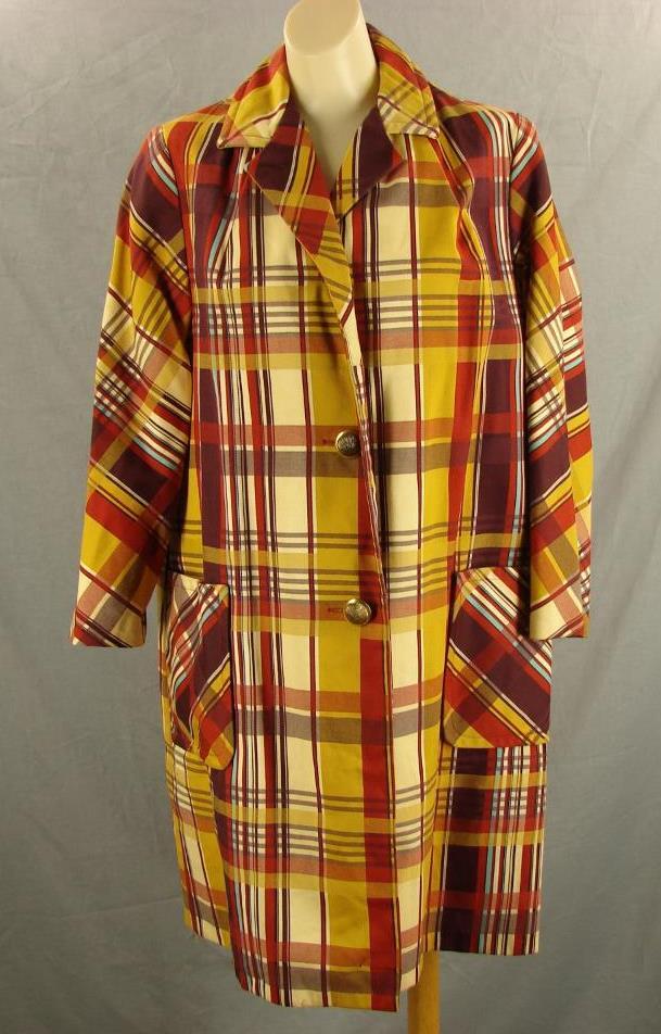 Women’s 70’s Vintage TUXSTER All Purpose rain Coat gaudy plaid Small