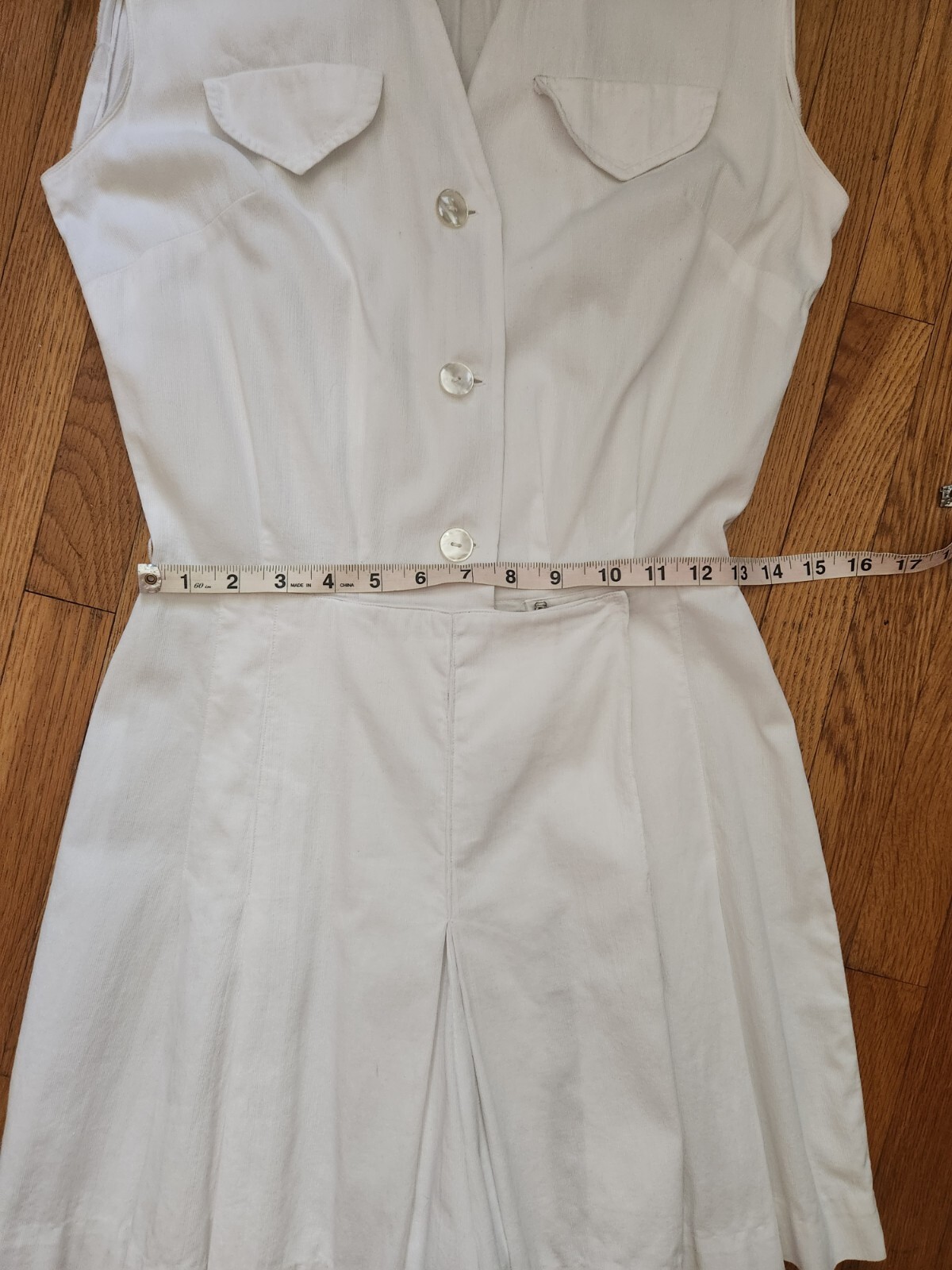 Vintage 1930s Playsuit White Cotton Jumpsuit Romper Beach 30s F.B. Horgan