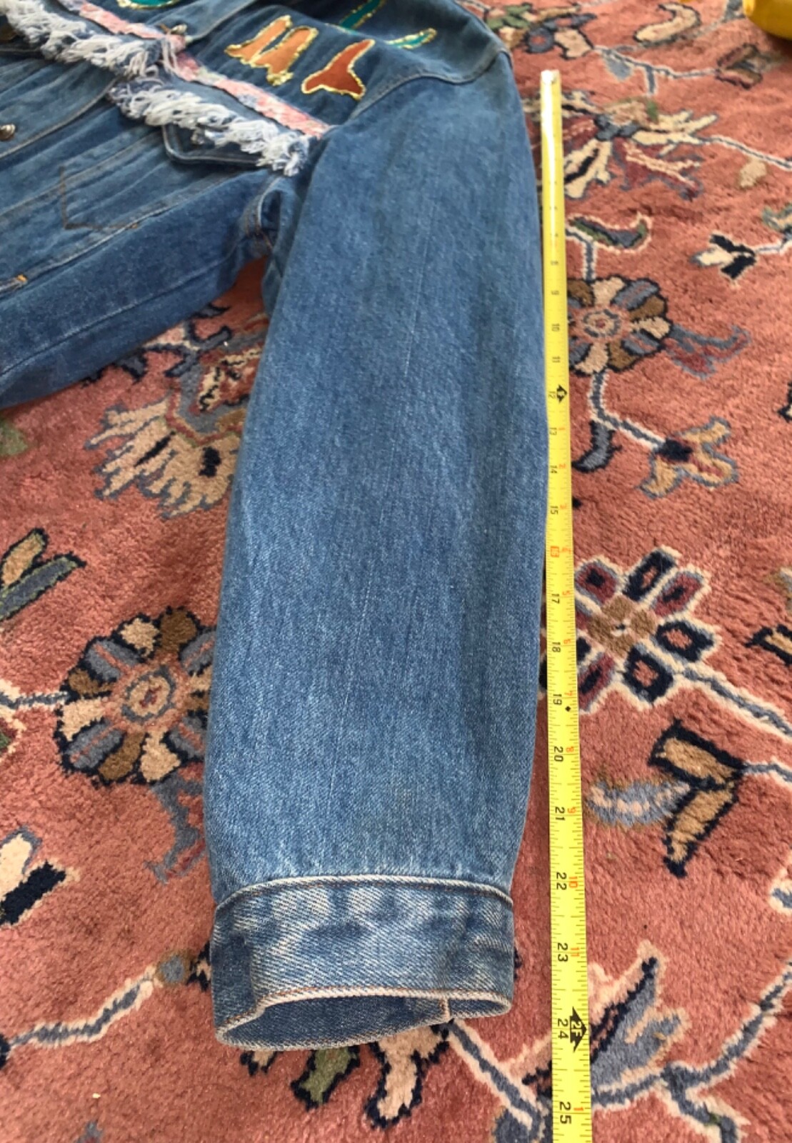 1990s Eccentric SouthWestern Denim Jacket Jean Fringe Appliqué Horse Boot Cactus