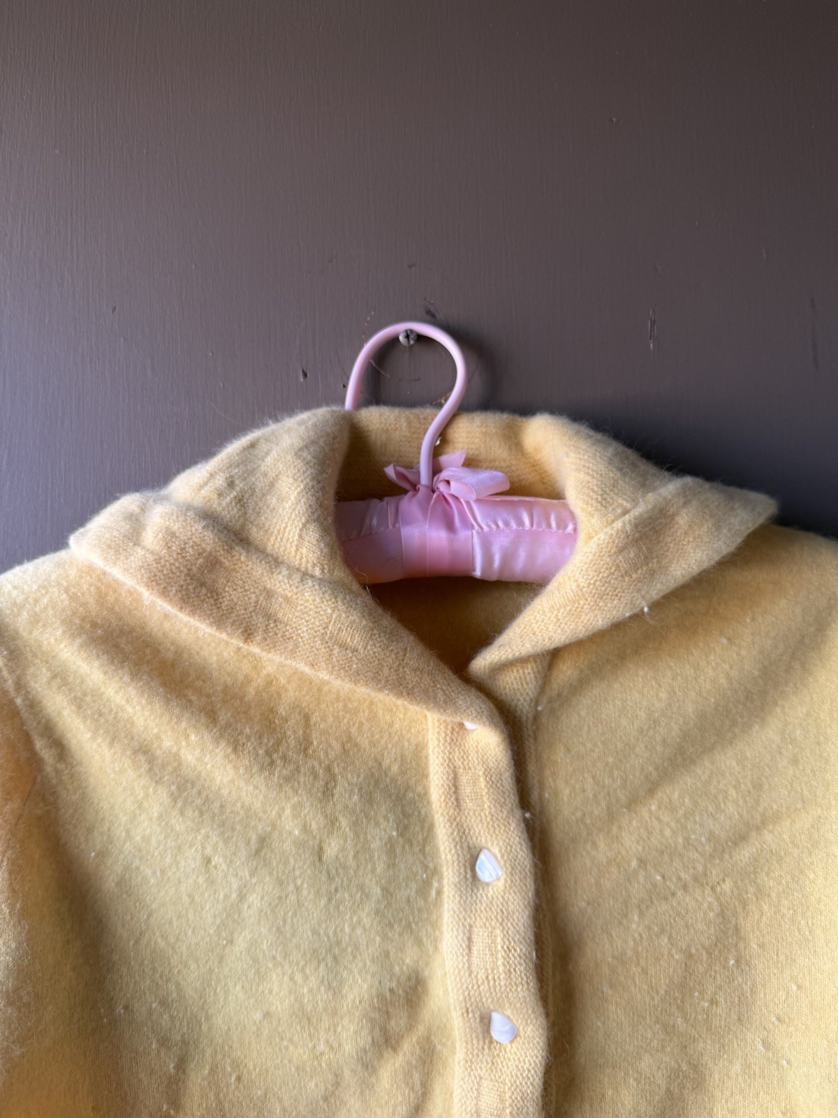 Vintage 1940s 1950s Wool Cardigan Sweater Button Up Rockabilly Womens Yellow