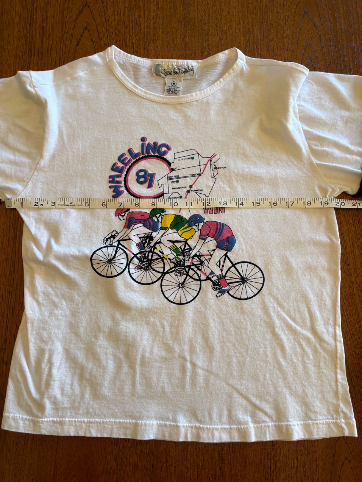Vintage 80s Diane Von Furstenberg Cotton T-shirt Wheeling 81′ Bicycle