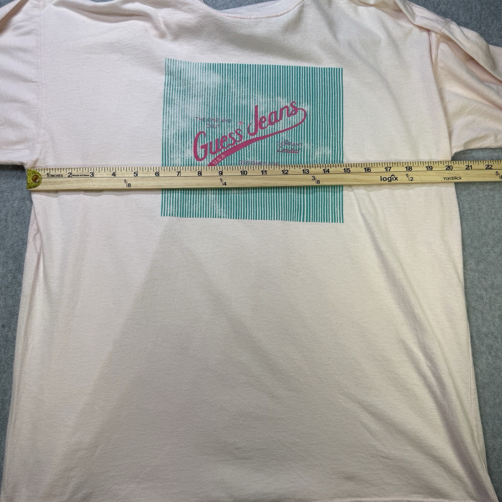 Vintage 80s Guess Jeans by Georges Marciano T-Shirt Pink Graphic Made USA