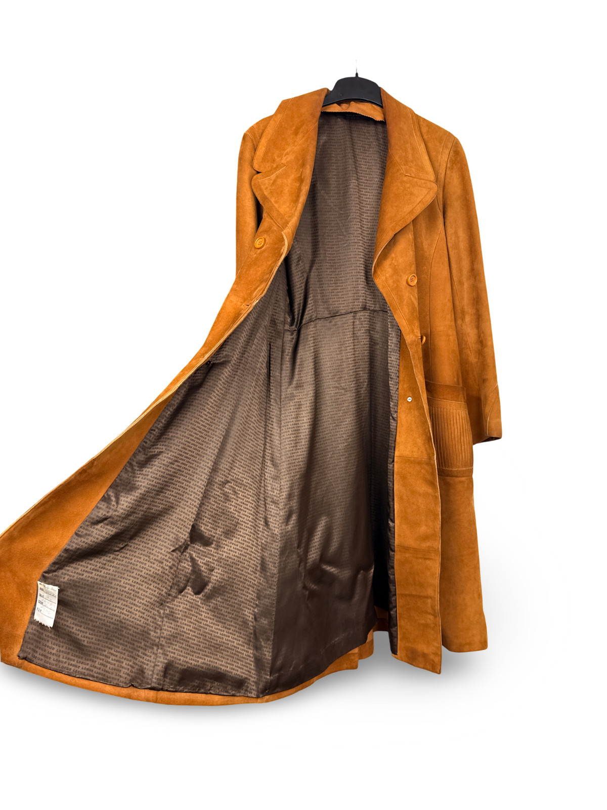 Vintage LOEWE Suede Trench Coat Leather 1970s /1980s Size FR 42 / Caramel Ochre