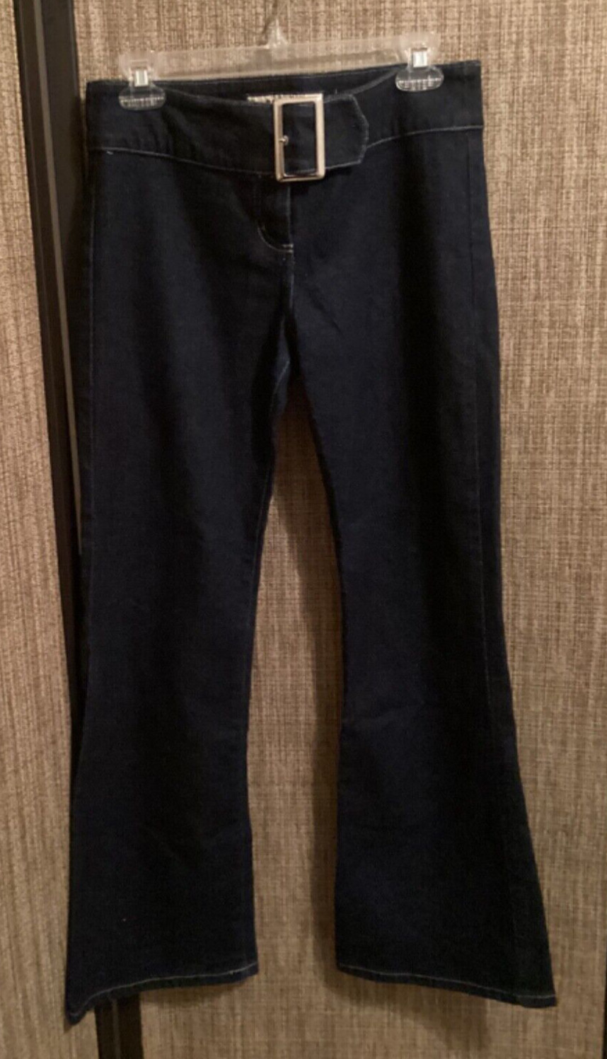Vintage Paris Blues MidRise Mod Flare Jeans with attached Wide Belt Sz 9