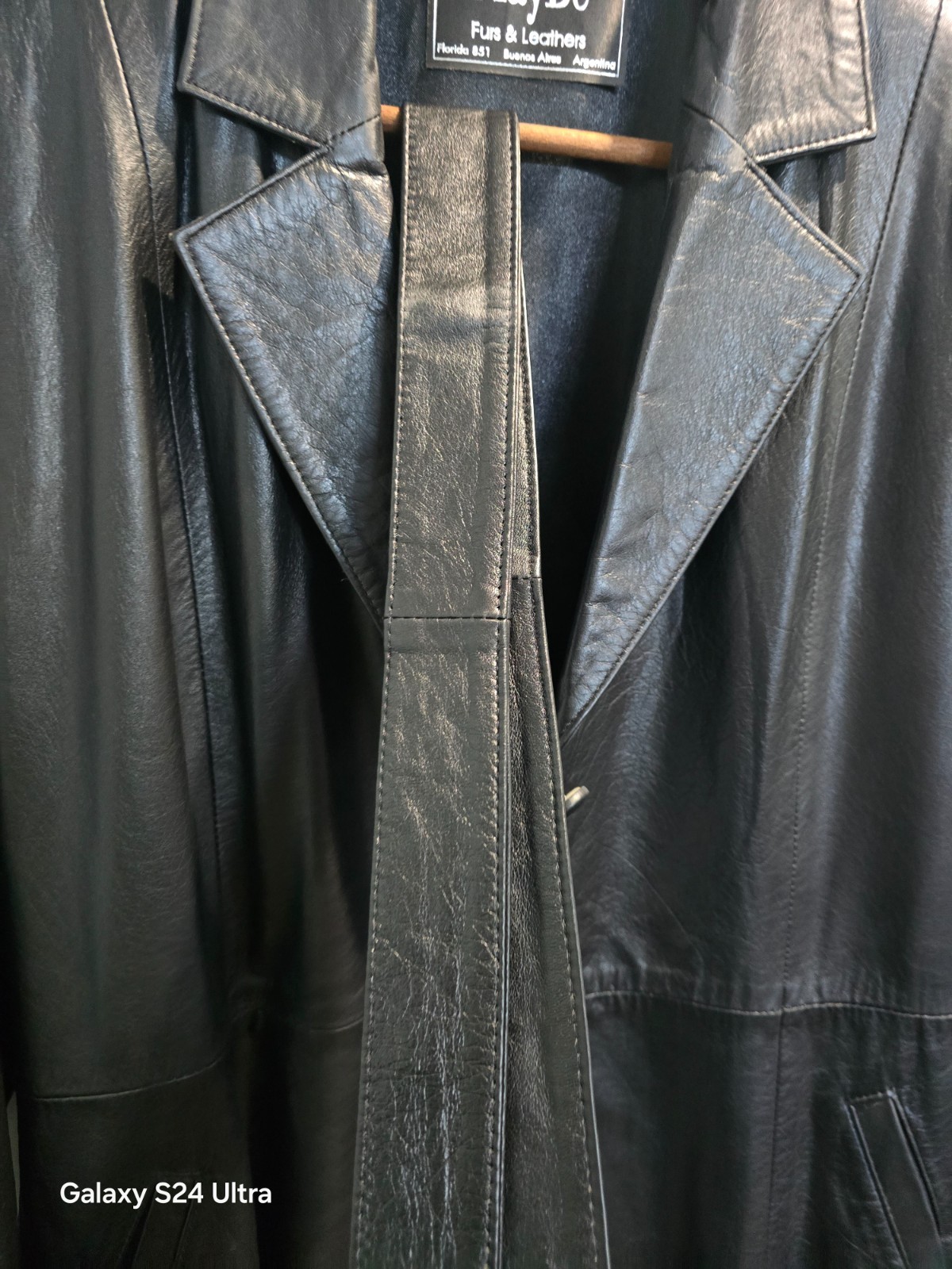 Original MayBe long Black Leather coat as New-Excellent Condition Circa 2005
