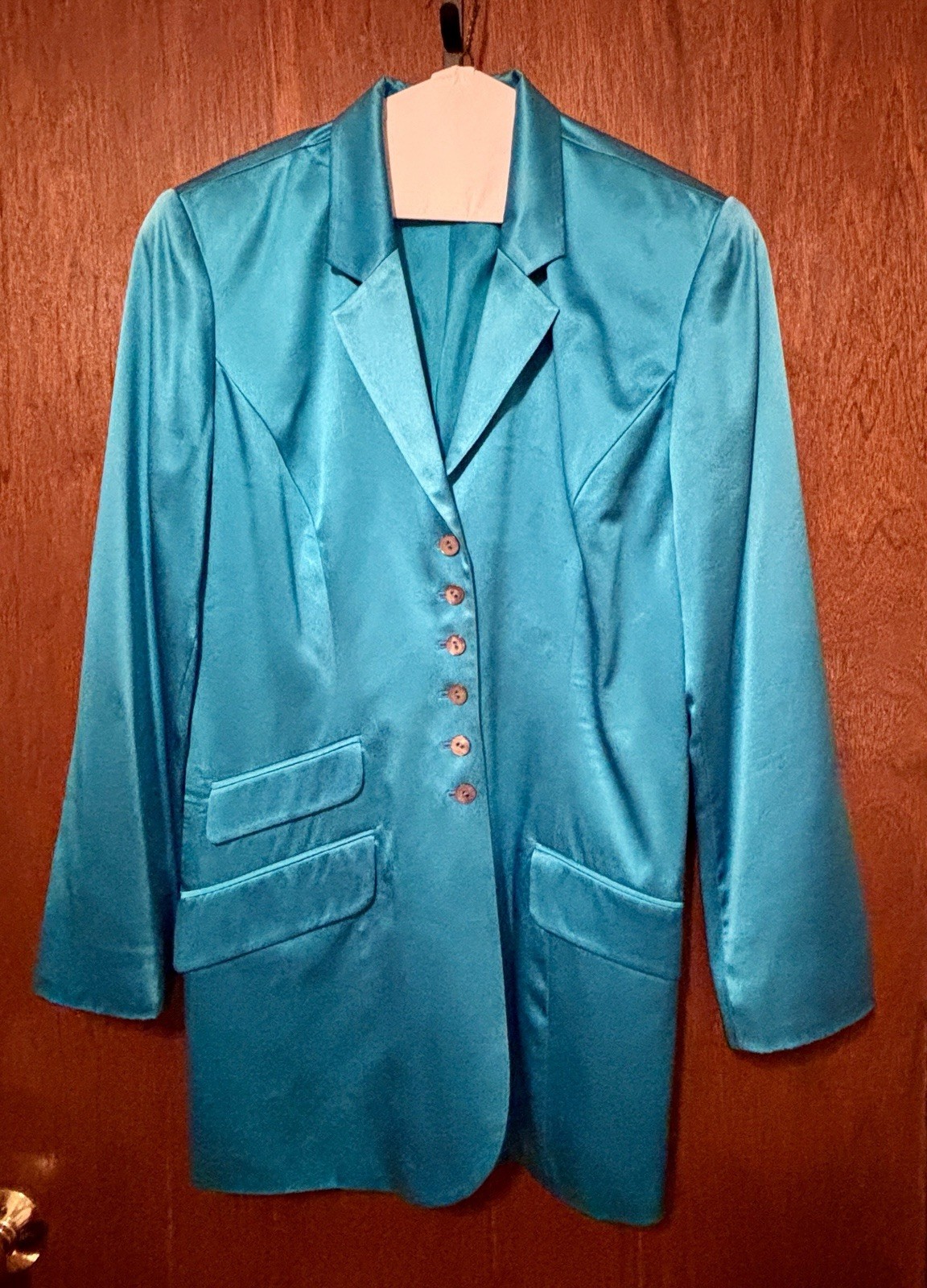 Vintage The Limited Silk Blazer Women’s Size M. Teal Blue Y2K Retro Formal