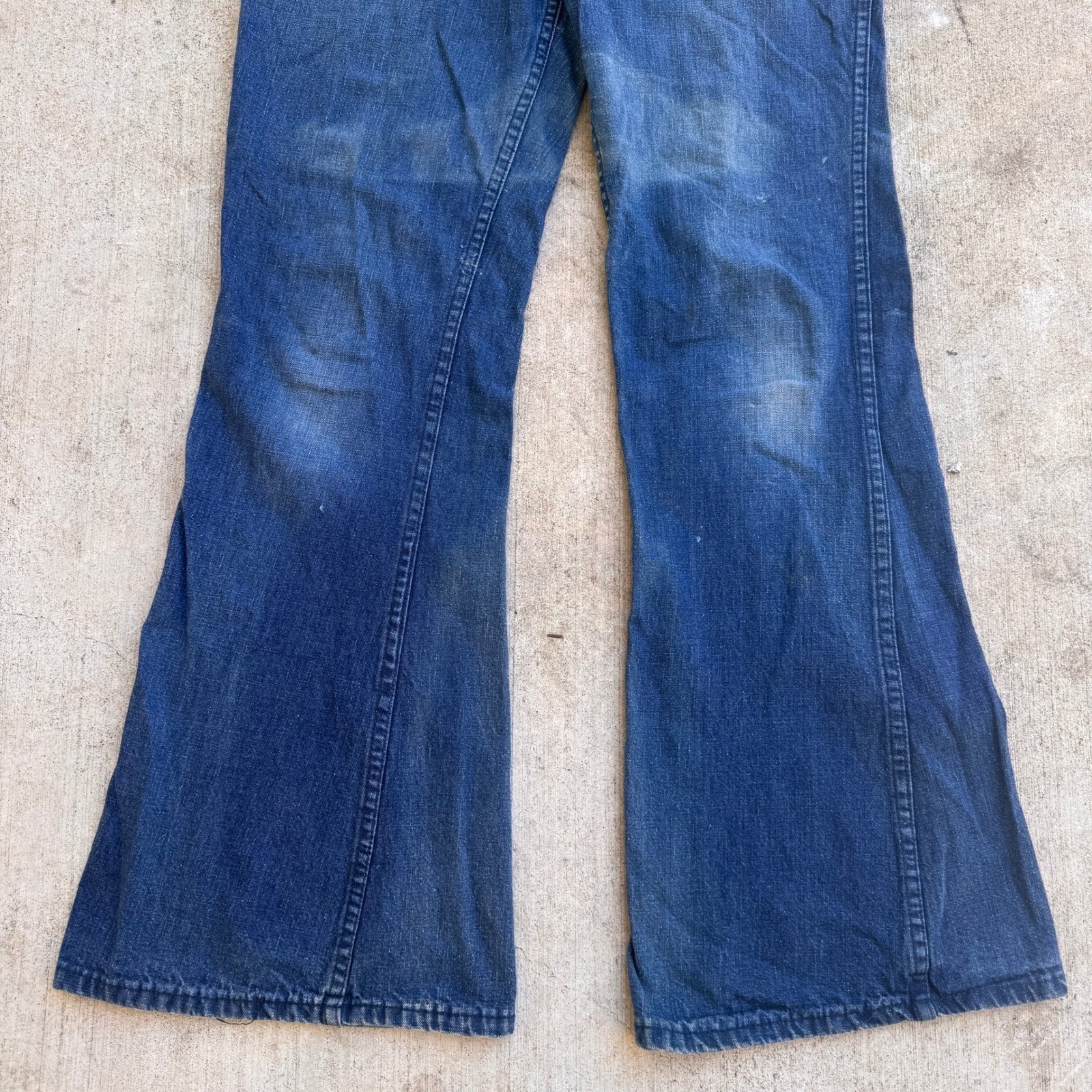 Vintage Big Yank 70s Denim Bell Bottom Flared Jeans Patch Pocket Blue 30×30