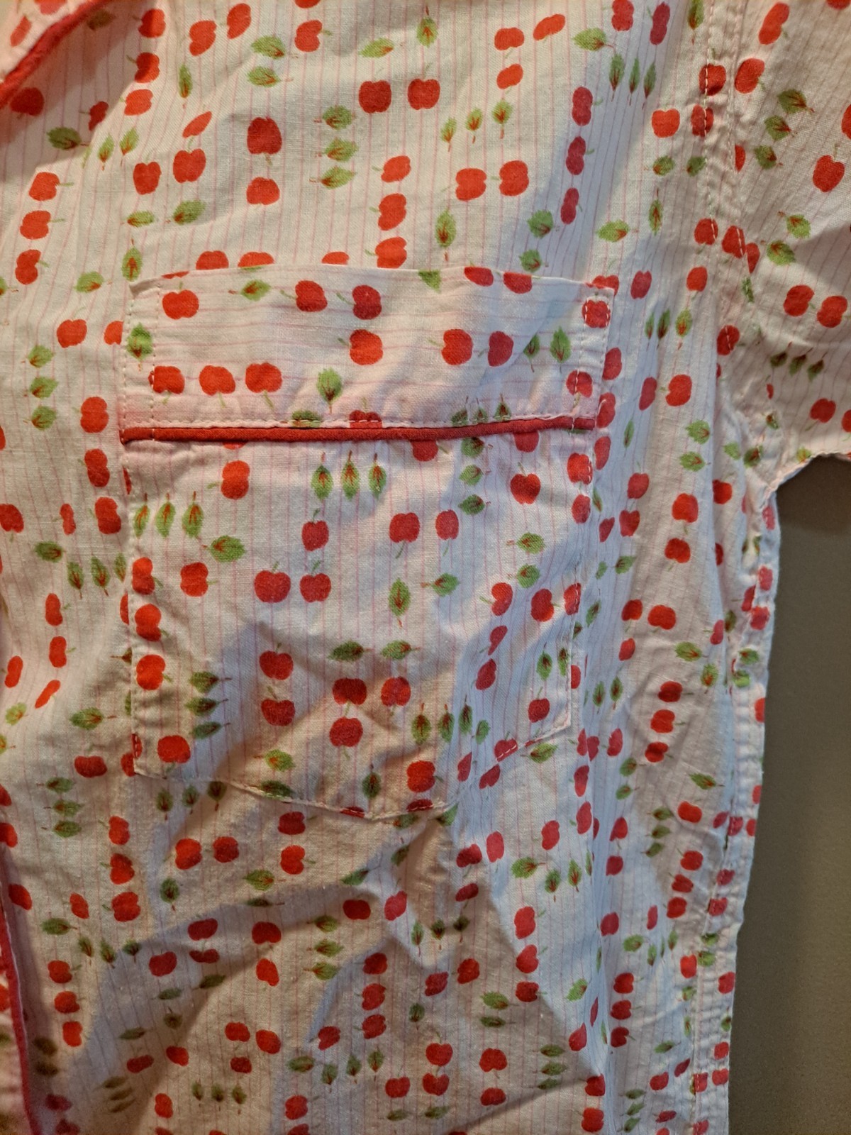 Vtg RADLEE LINGERIE CO. All Cotton Apple PAJAMA 2-pc SHIRT & PANTS ~ 34 Small