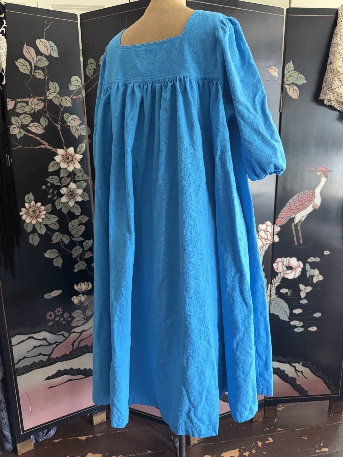 Vintage The Tog Shop Dress Ocean Blue Cotton Muumuu Cruisewear One Size
