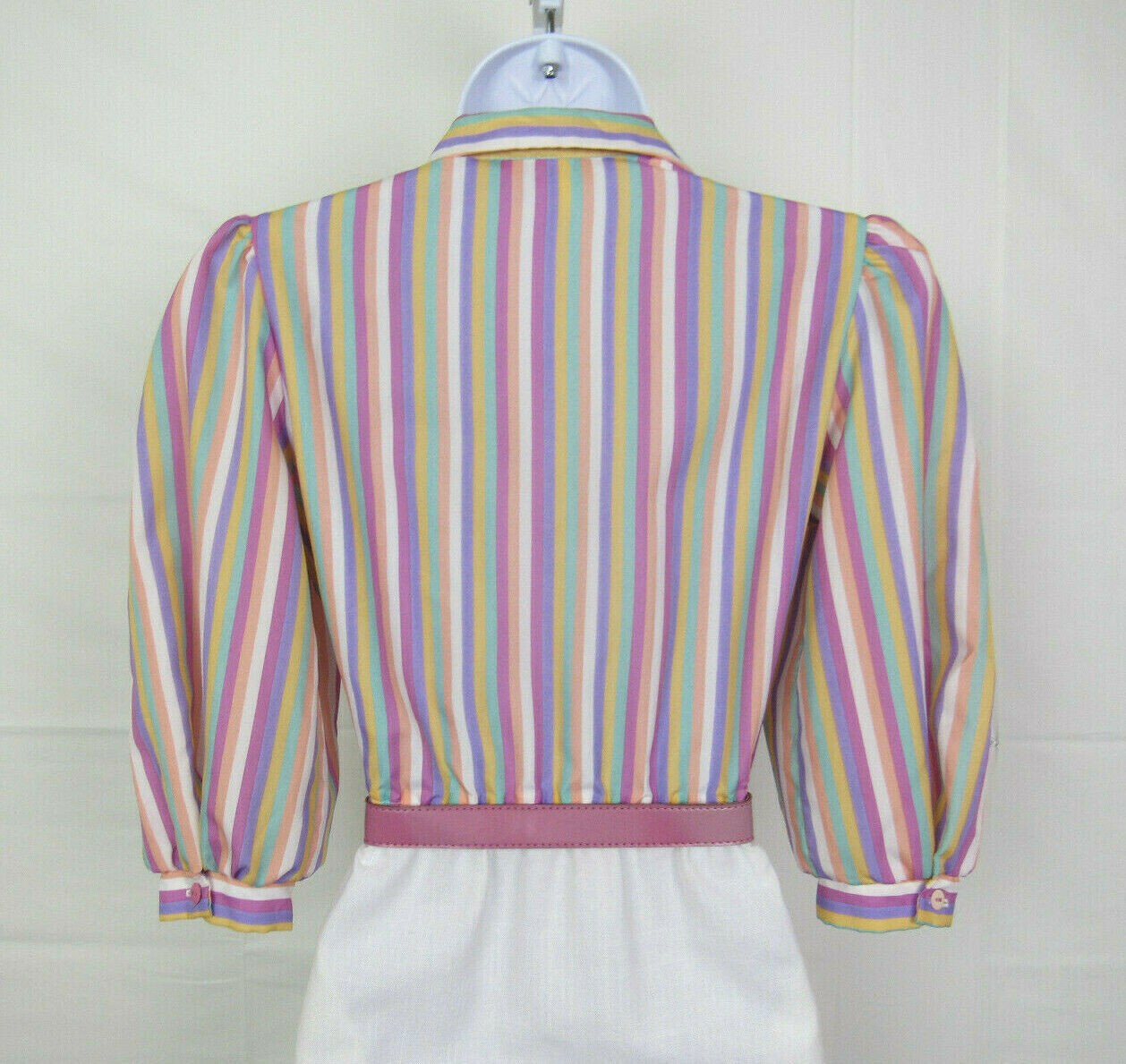 VTG 1960s 70s MOD TAURUS II SIZE 3-4 DRESS & BELT STRIPES COTTON POLY BLEND?