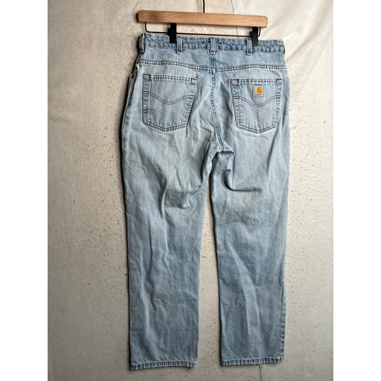 Vintage Carhartt Relaxed Fit Straight Leg Light Wash Denim Jeans womens 10×30
