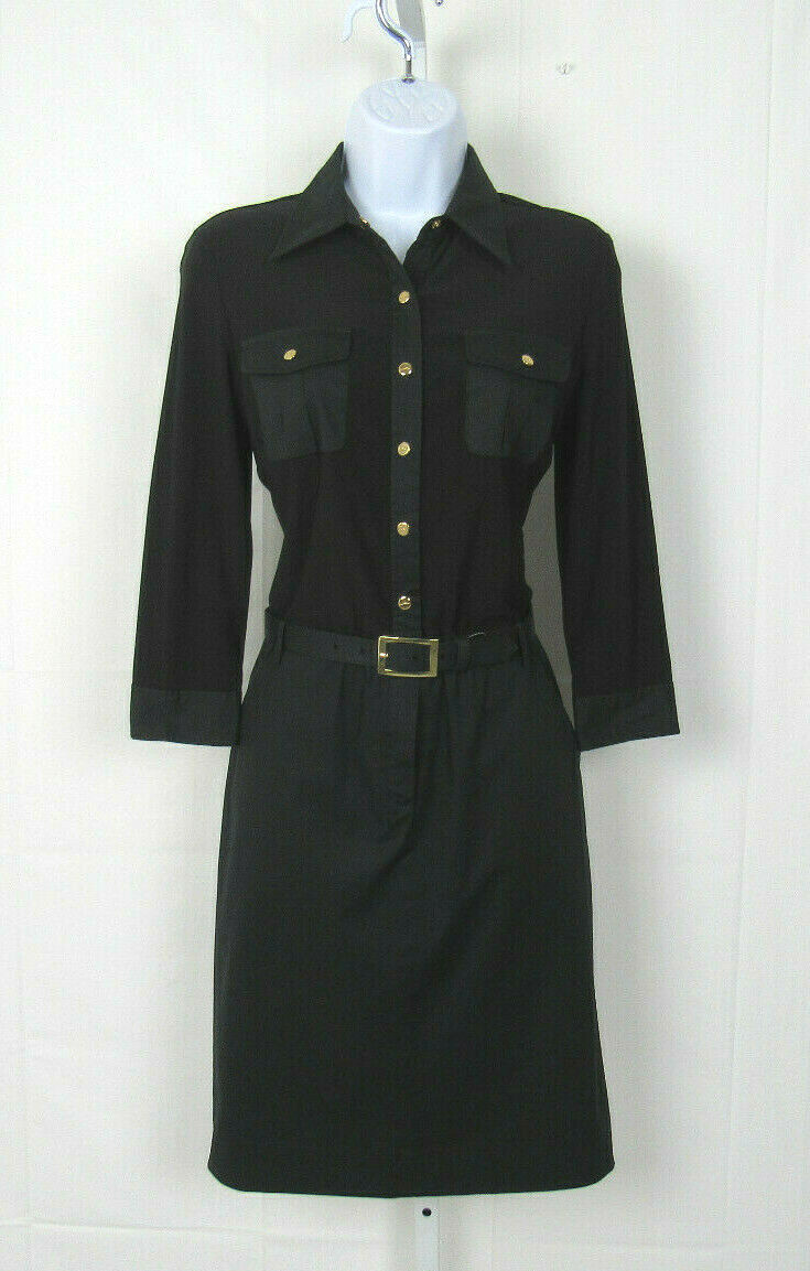 VTG 1990s 2000s RALPH LAUREN BLACK SIZE 4 DRESS & BELT COTTON ELASTANE