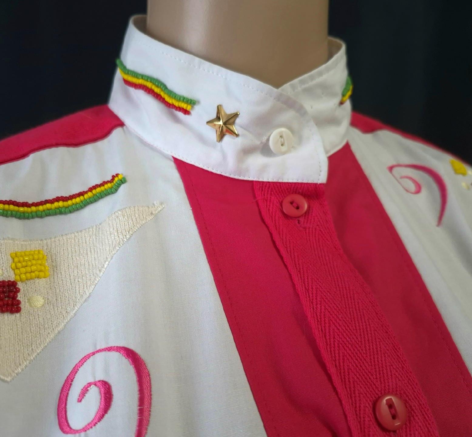 Marc D’Alcy Paris vintage 80s EMBROIDERED BEADED OVERSIZE SHIRT & Matching PANTS