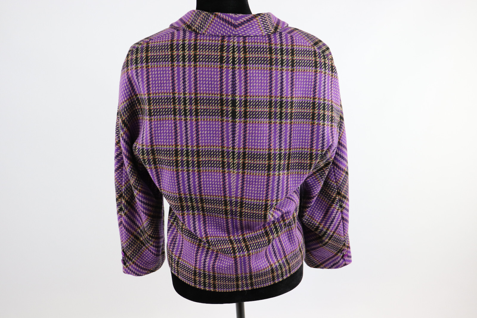 80s Apropos Inc – Sandra Roth Ciaosport – Purple and Black Plaid Blazer Coat