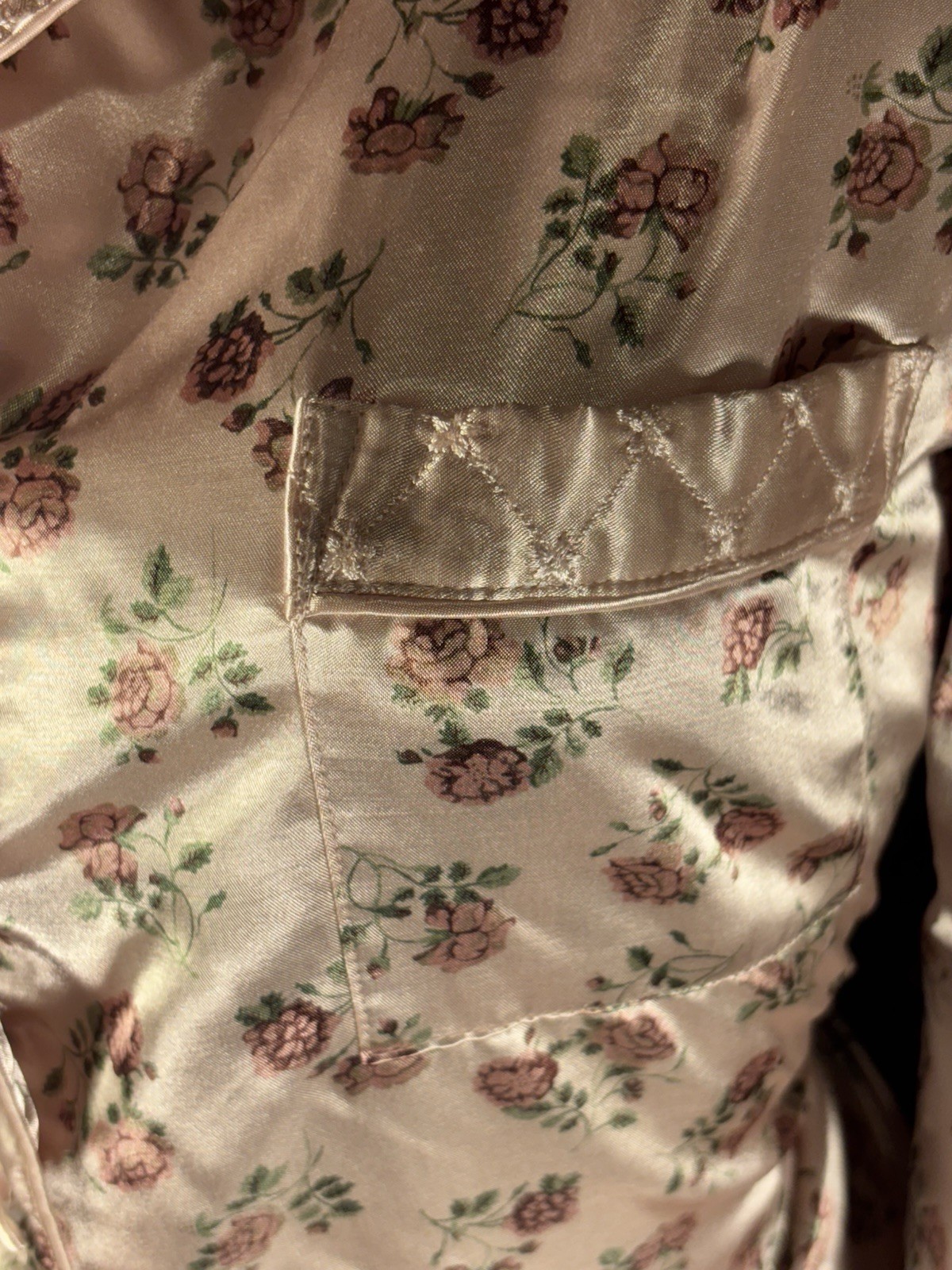 Vtg Satin Soft Shiny Pink Nightie Frilly Quilted Sleep Shirt Blouse Negligee Top