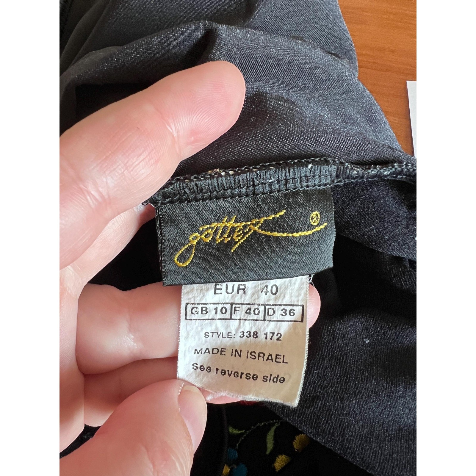 Gottex One Piece Swimsuit Black Floral Embroidered Lace Up Vintage 8