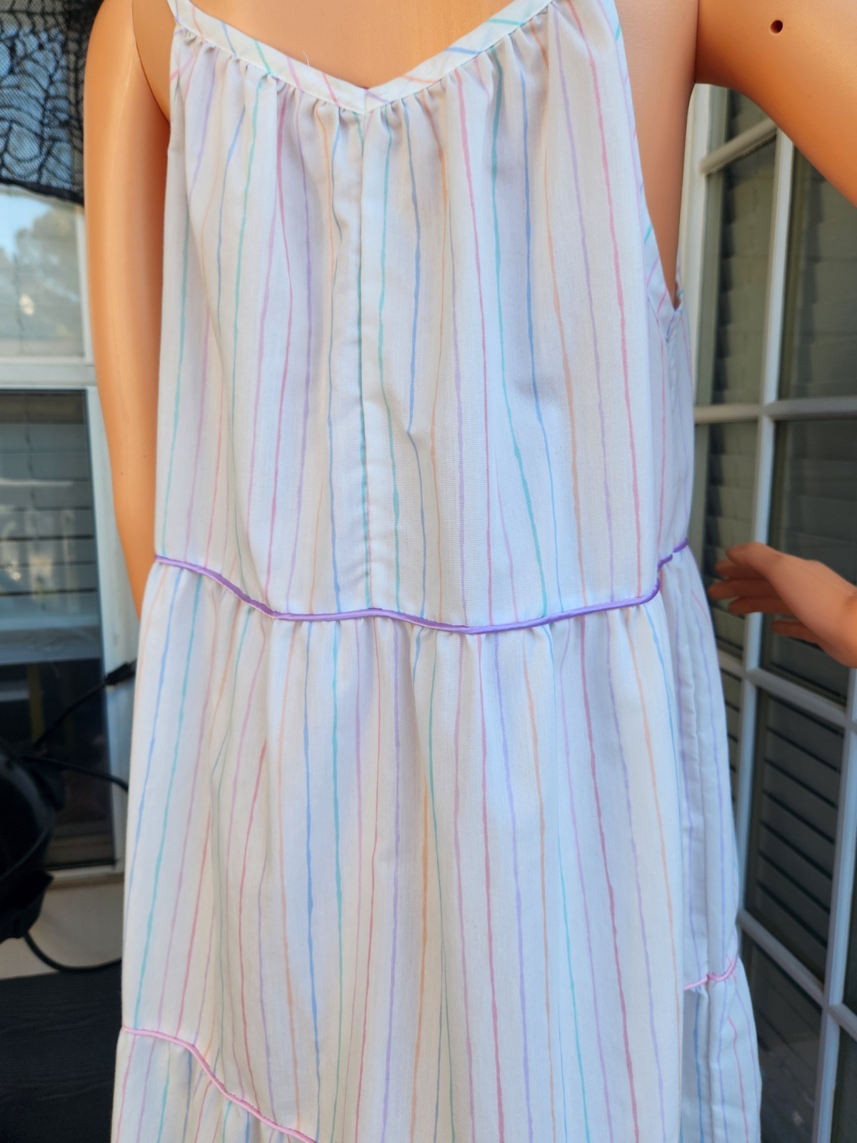Vtg Brandywine 2-Piece Set Striped Tiered Maxi Prairie Dress & Bolero Jacket M