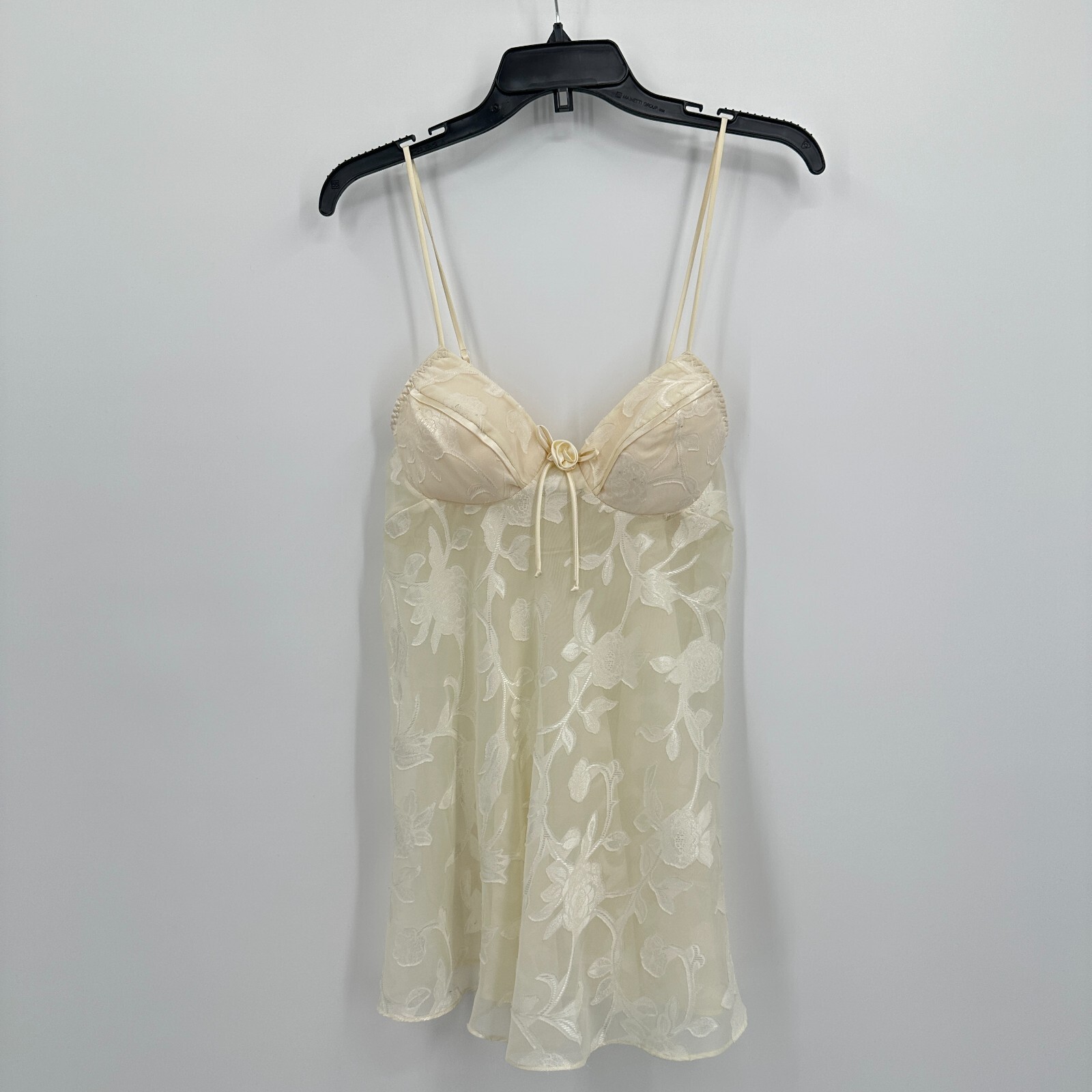 Vtg Seductive Wear Cinema Etoile Chemise Lingerie Womens S Cream Floral Padded