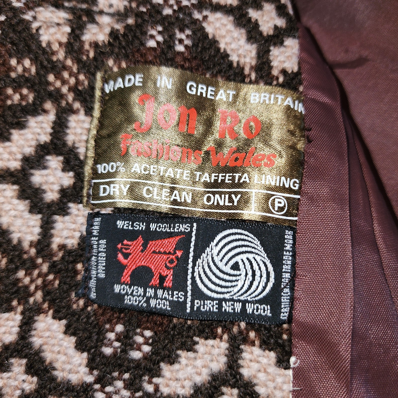 Vtg Welsh Woollens wool tapestry coat SM made in Great Britain Jon Ro