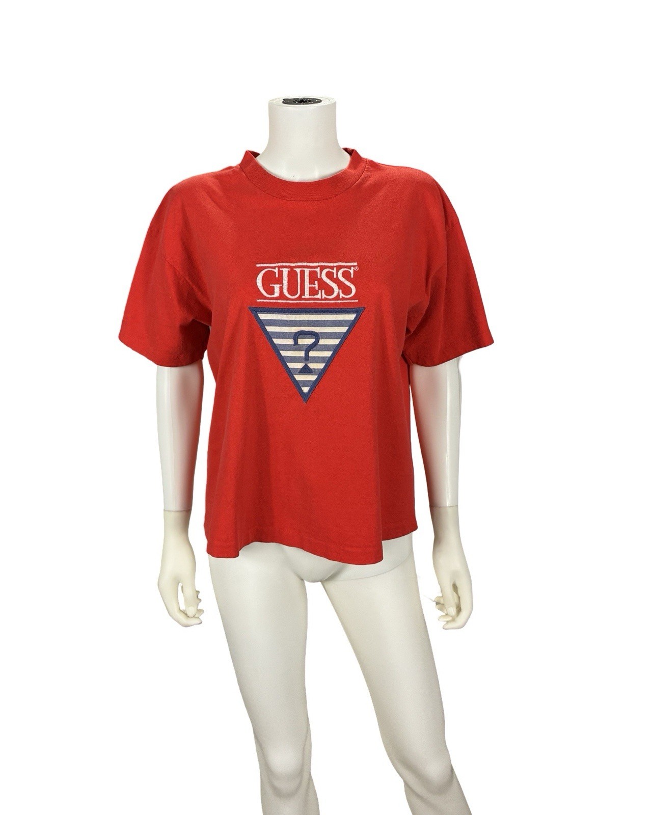 GUESS Georges Marciano VTG 90s Red Single Stitch Baggy Crop T-Shirt OS