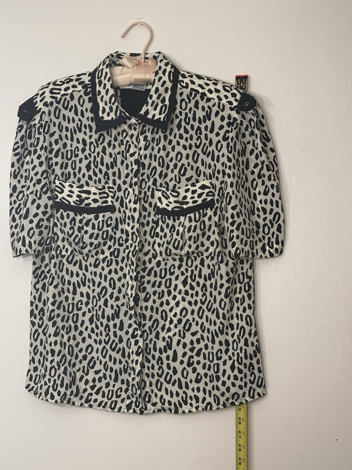 Vintage Cheetah Short Sleeve Button Up Blouse By Jordan Size 12 Retro Cool