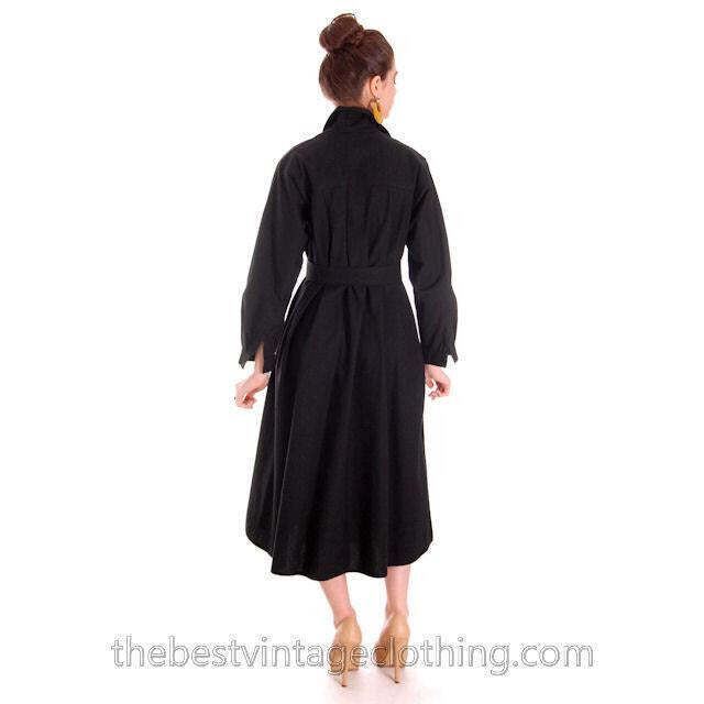 Vtg Vuokko Black Cotton Tent Shirt Dress S Marimekko Era Finland Designer