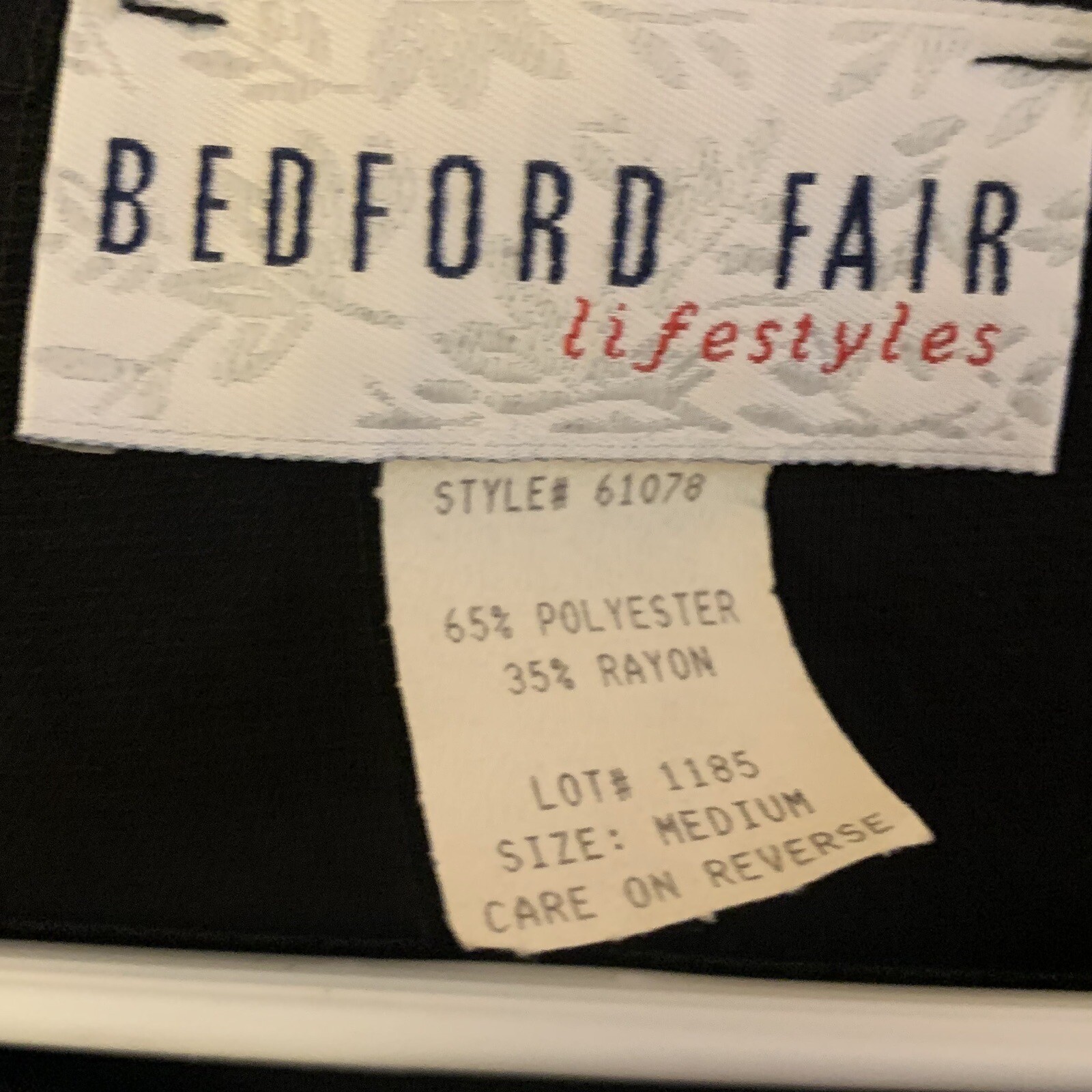 Vintage Dress Size Medium Bedford Fair Lifestyles Black Gold Sun Button Up