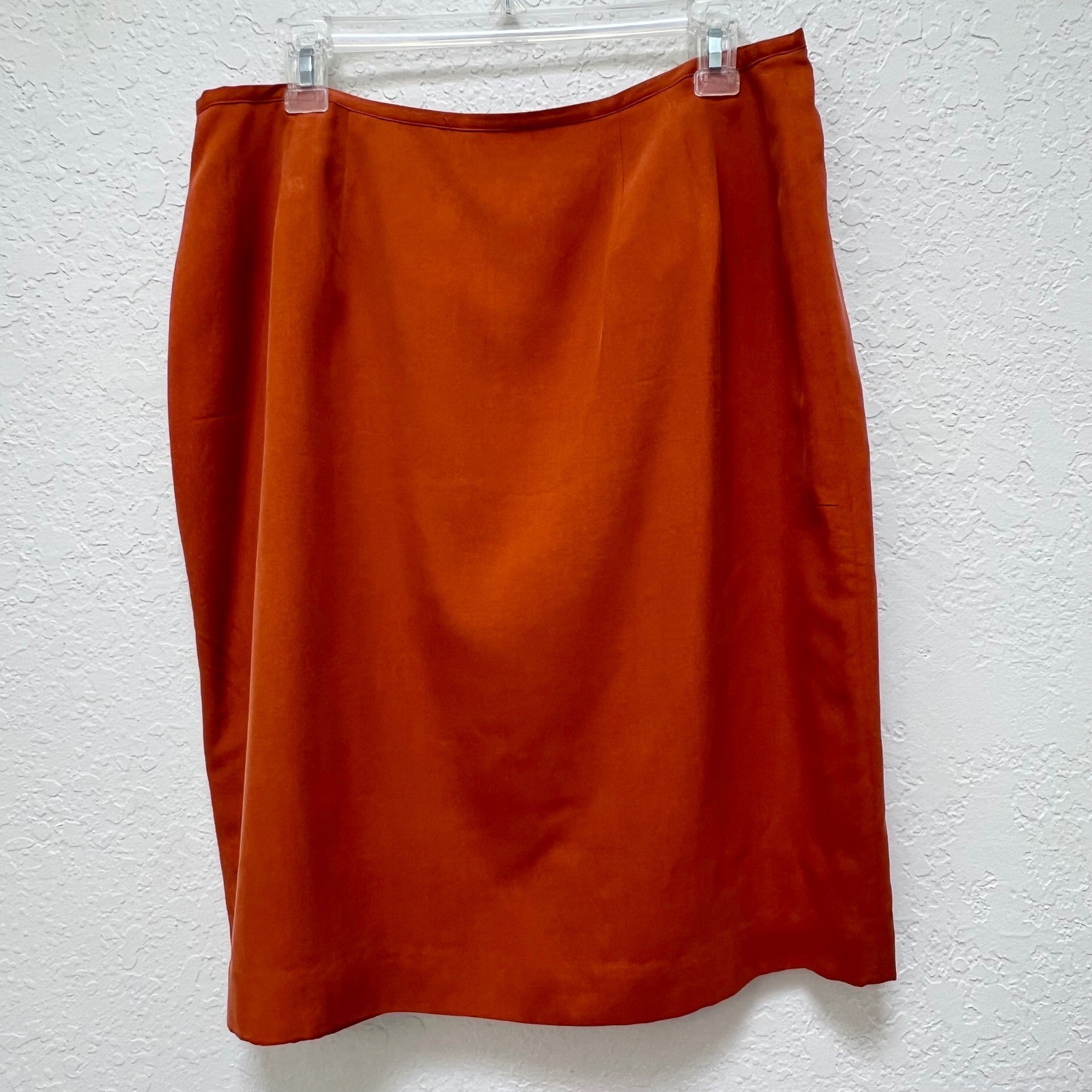 George Floral Knit Top & Jennifer Moore Silk Skirt Set Rust Orange Pink XL 16
