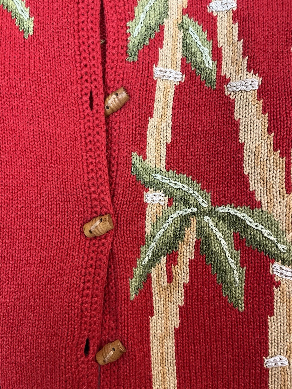 Northern Isles Vintage red Panda Bears Bamboo button front cardigan Knit Sweater