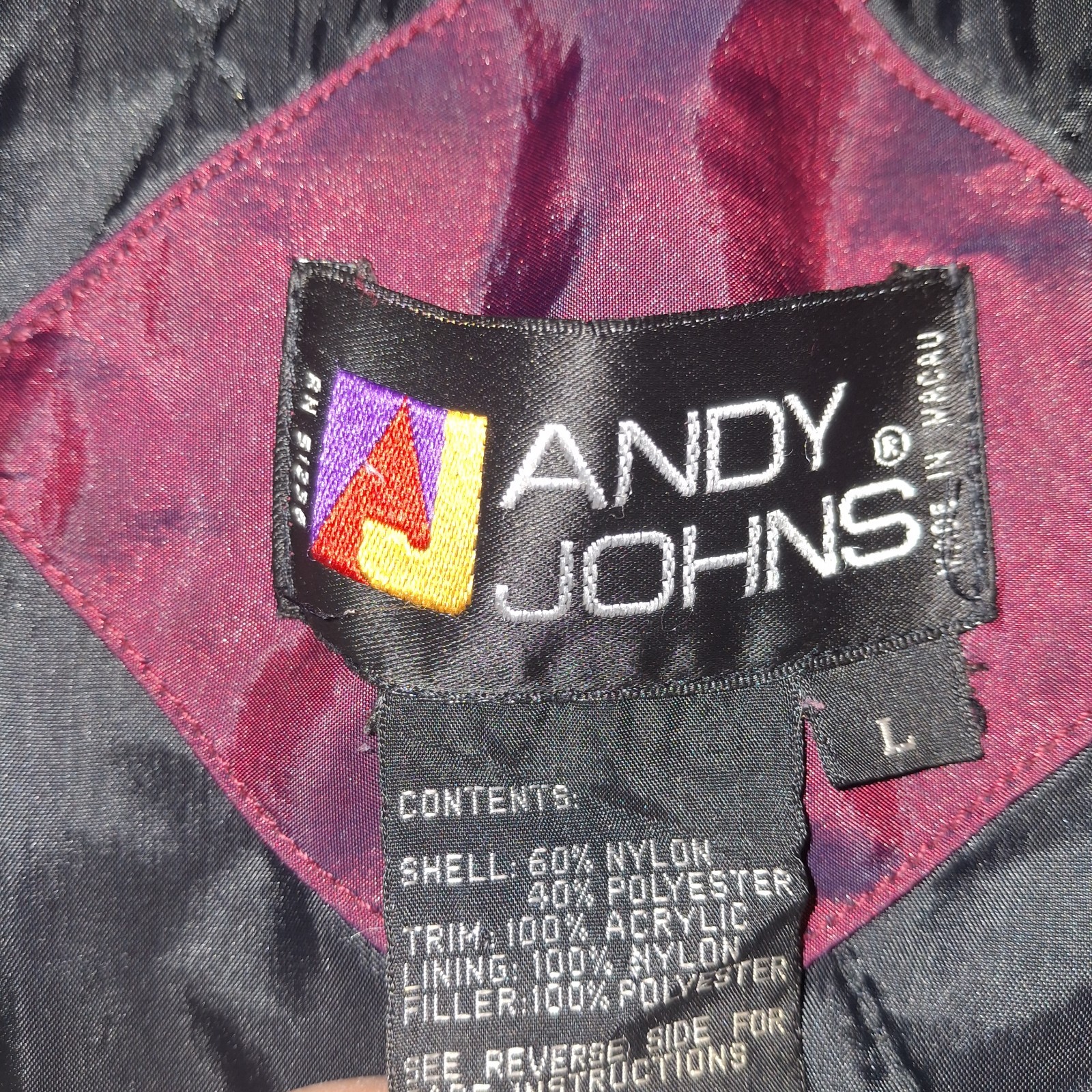 Vtg. 90’s iridescent Andy Johns jacket Ladies size large Leaf Print