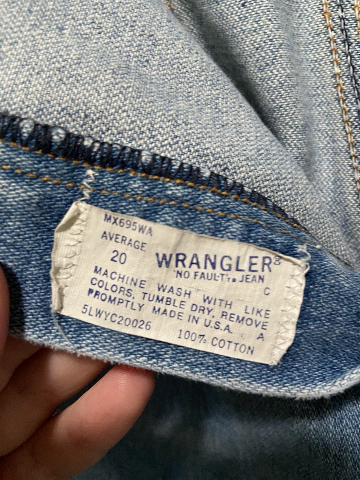Vintage 70s Wrangler No Fault Jeans Size 20 Average