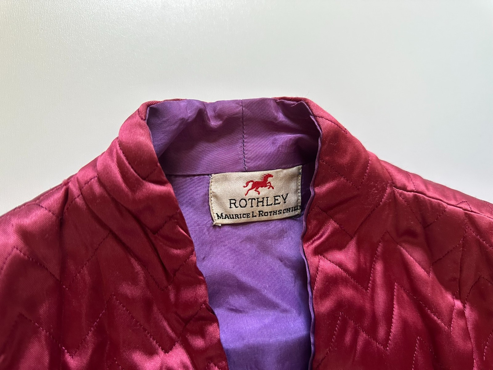 VTG 40s Rothley Maurice L Rothschild Zigzag Quilted Satin Rayon Bathrobe Puff