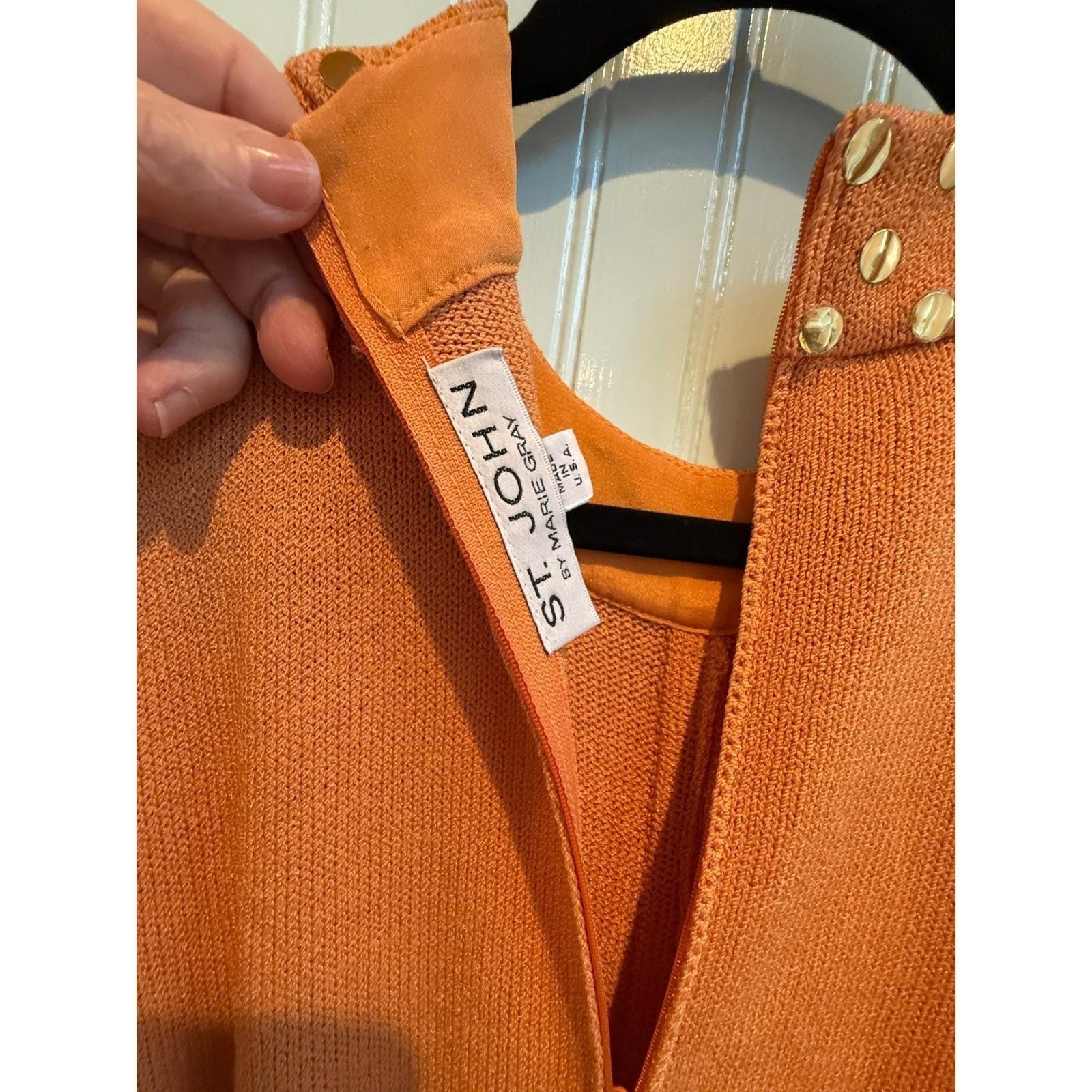 Vintage St. John Evening Santana Knit Dress – Studded Persimmon