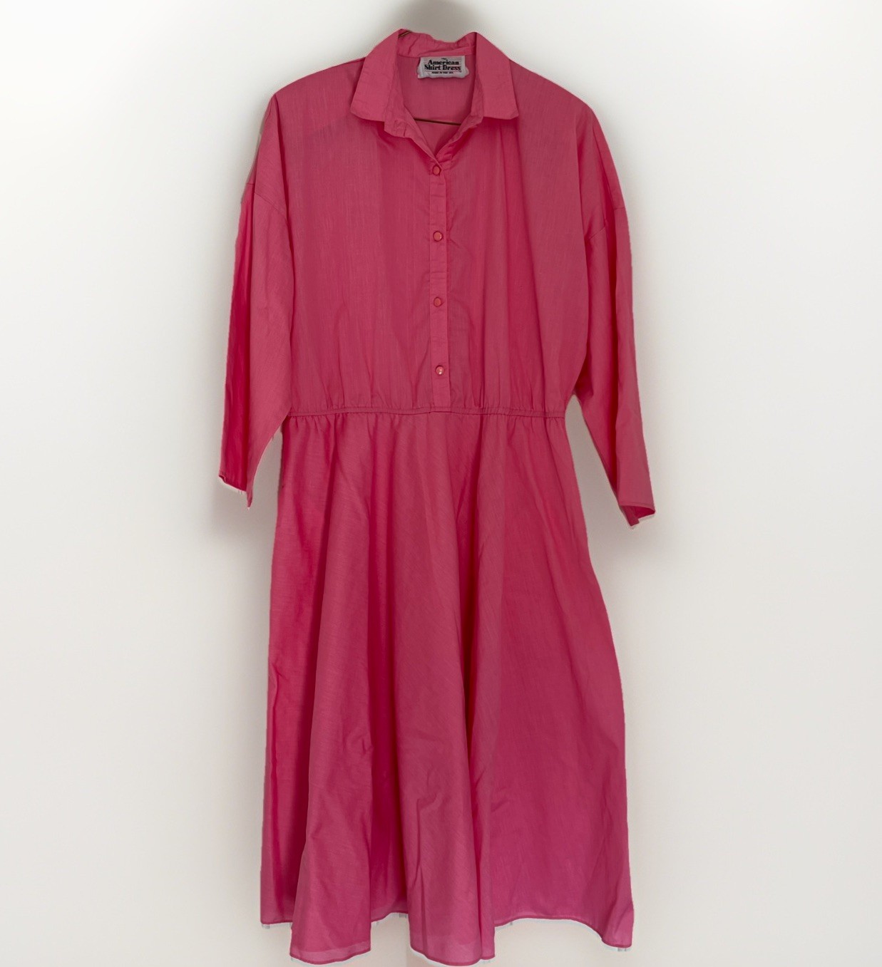 Vintage 80s Pink Shirt Dress with Pockets – The American Shirt Dress Sz XL