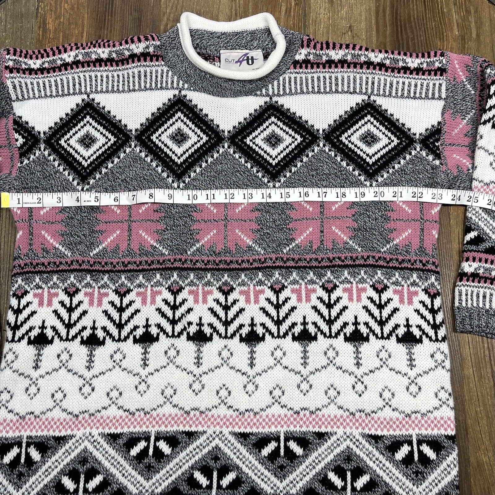 Vintage 80s Sweater Fair Isle by Cut 4 U Size One Size Fits All