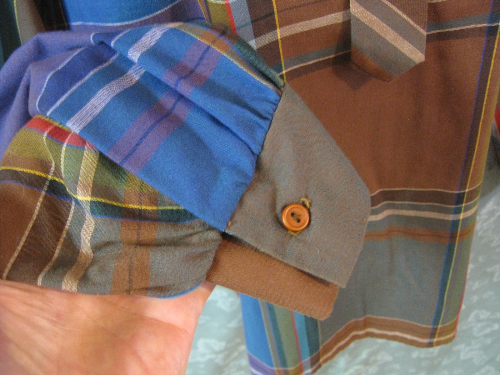Vintage 60’s Terry Chicago Pull Over Plaid Blouse Size 14