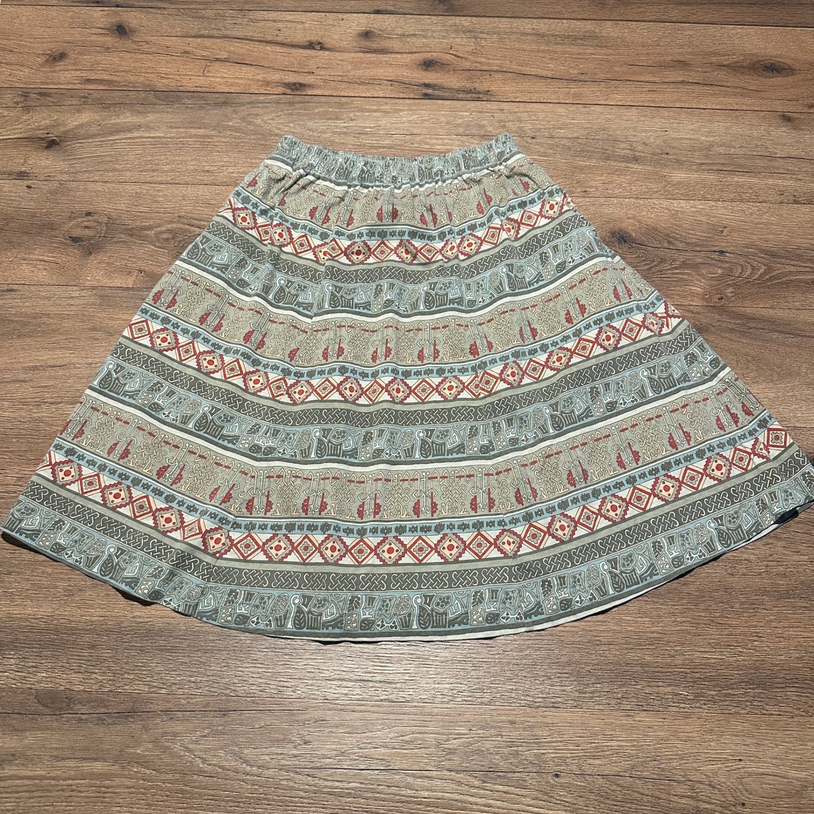 Vintage Chicos Design Multi Color Geometric Print Cotton Skirt Womens Size 2