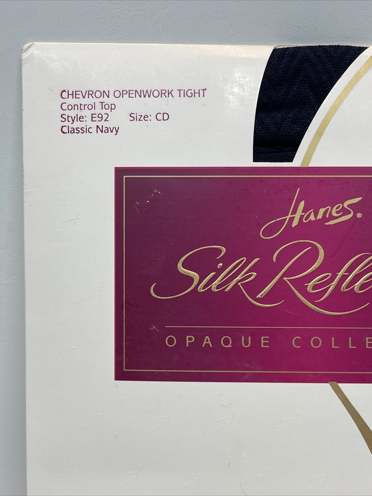 Vtg 90’s Hanes Nylon Textured Pantyhose Opaque Control Top Navy Size CD