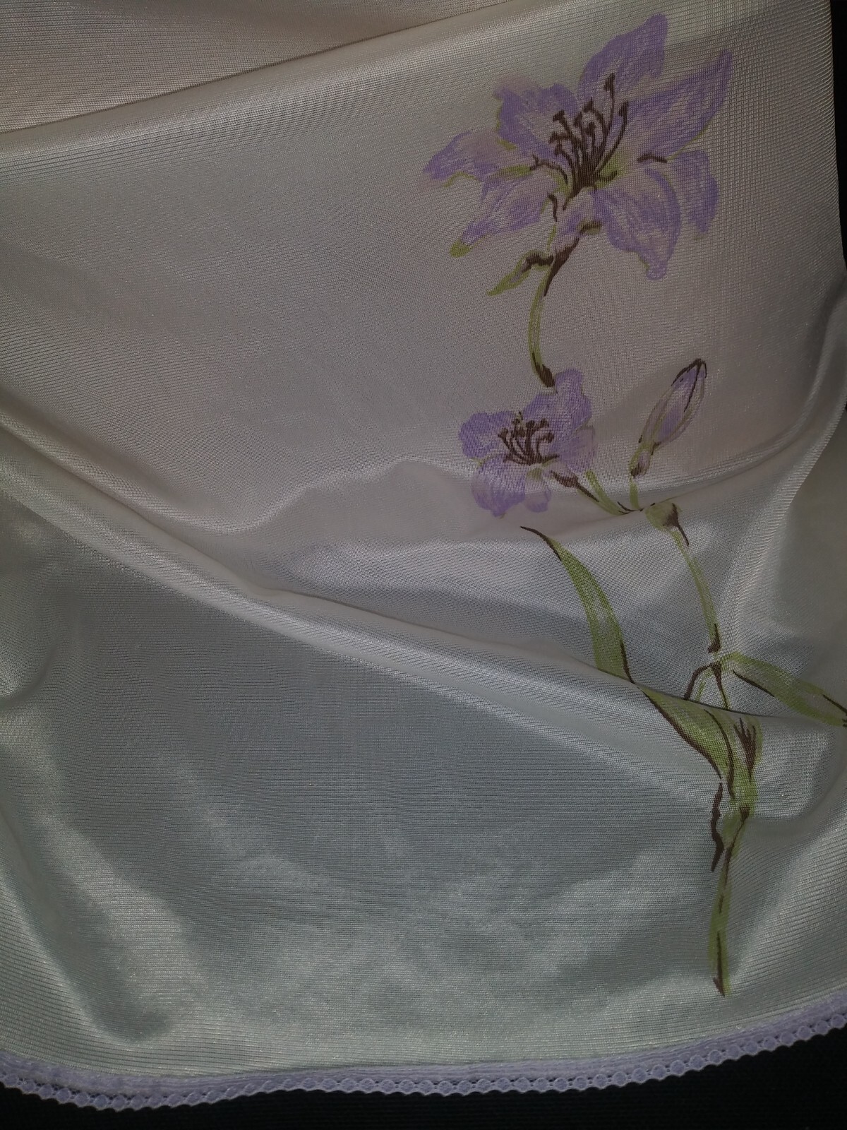 Vtg Silky Wedding Shiny Slip Half Slip Lace Slip Pin Up Flower lace Slip