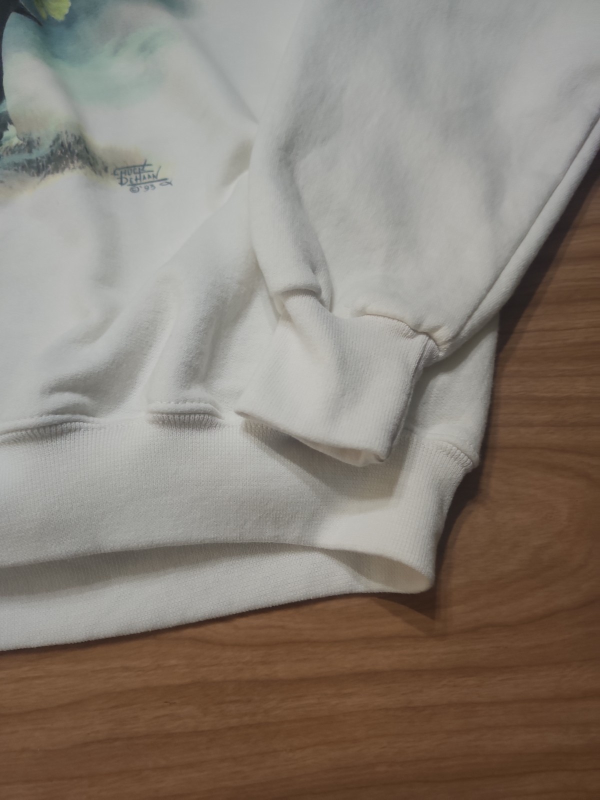 Vintage Chuck Dehaan Sweatshirt Horse Native American White 1993 Medium Pullover