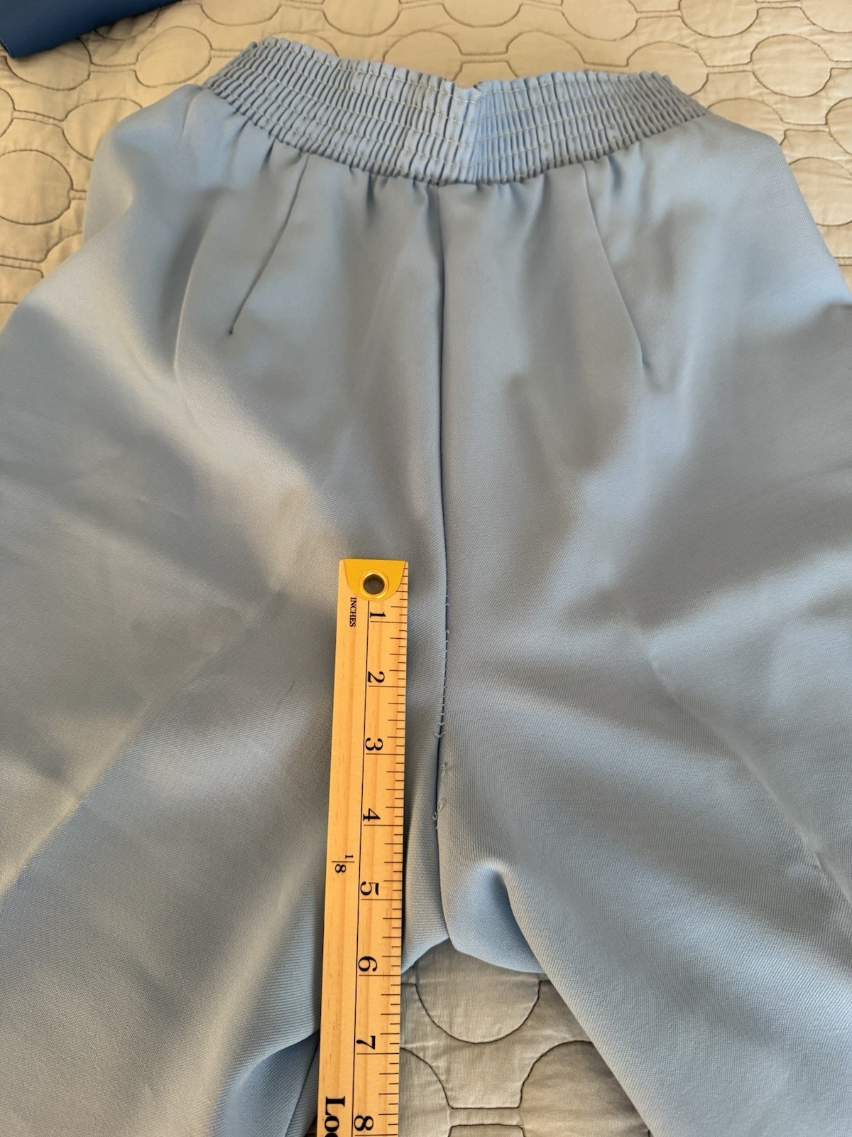 Vintage 1970’s Baby Blue Polyester Pants Flat Front Wide Leg High Rise