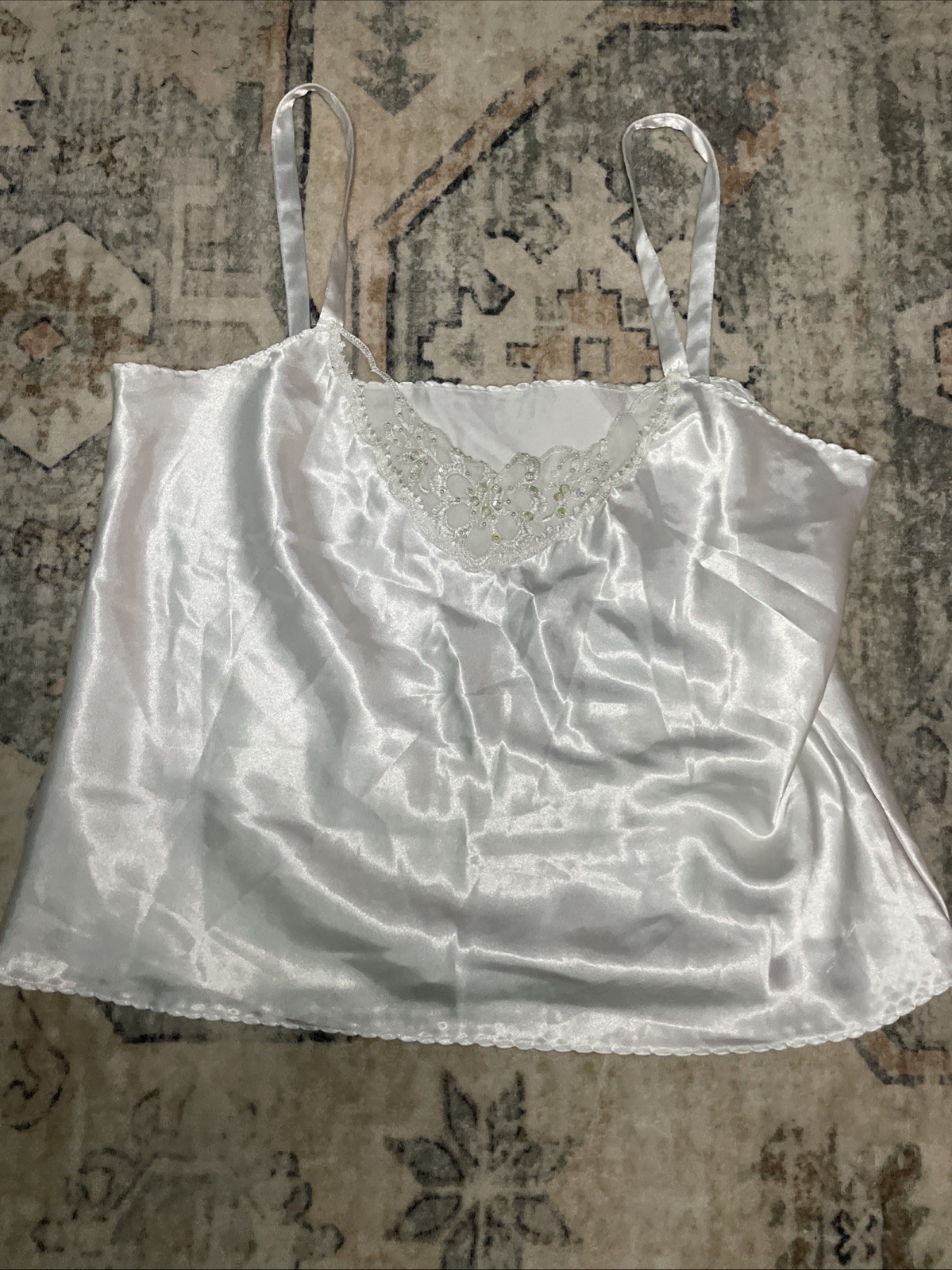 Vintage Body Chic White Lace Camisole Tank Cami Size Large
